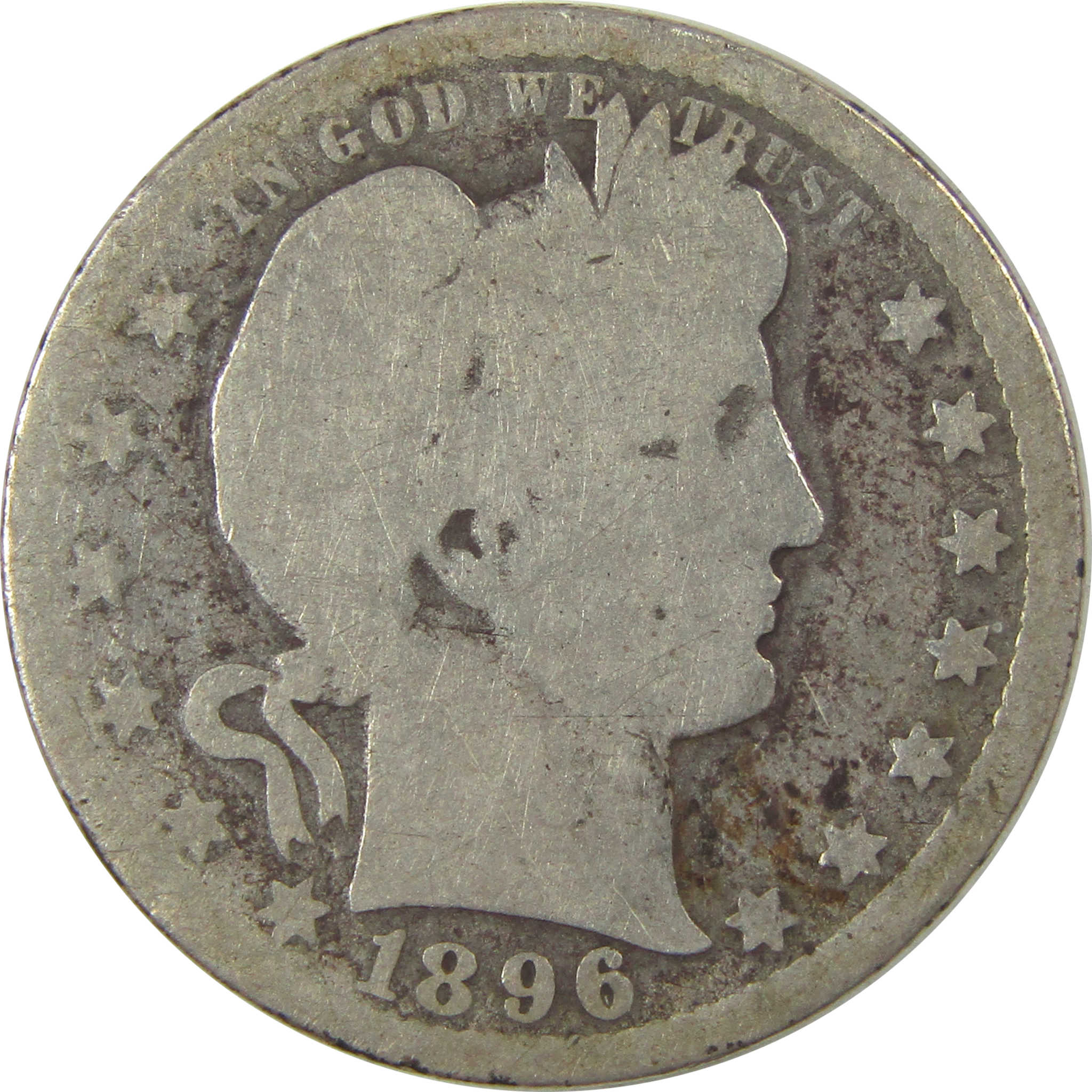 1896 O Barber Quarter AG About Good Silver 25c Coin SKU:I21868