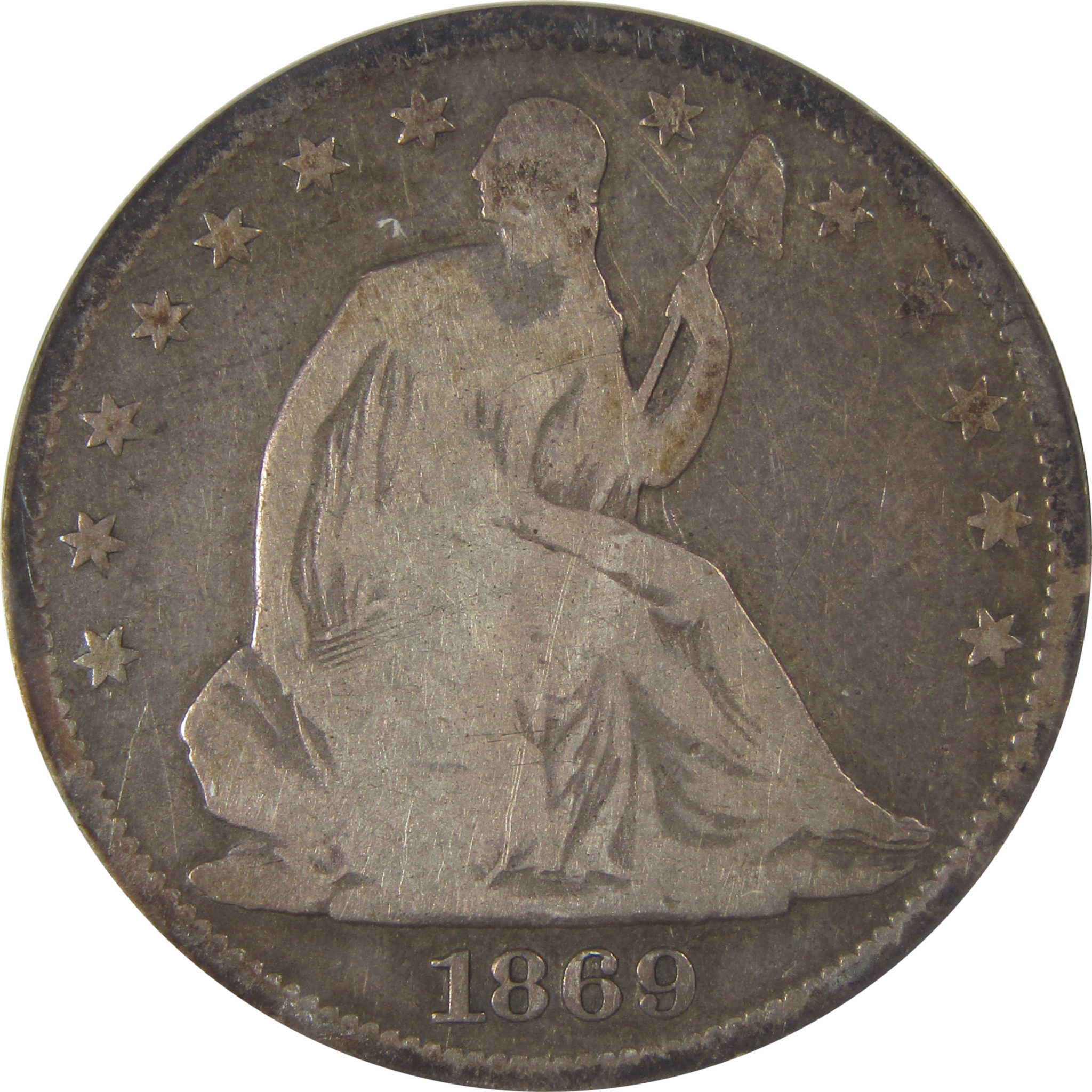 1869 Seated Liberty Half Dollar G 6 ANACS Silver 50c Coin SKU:I23652