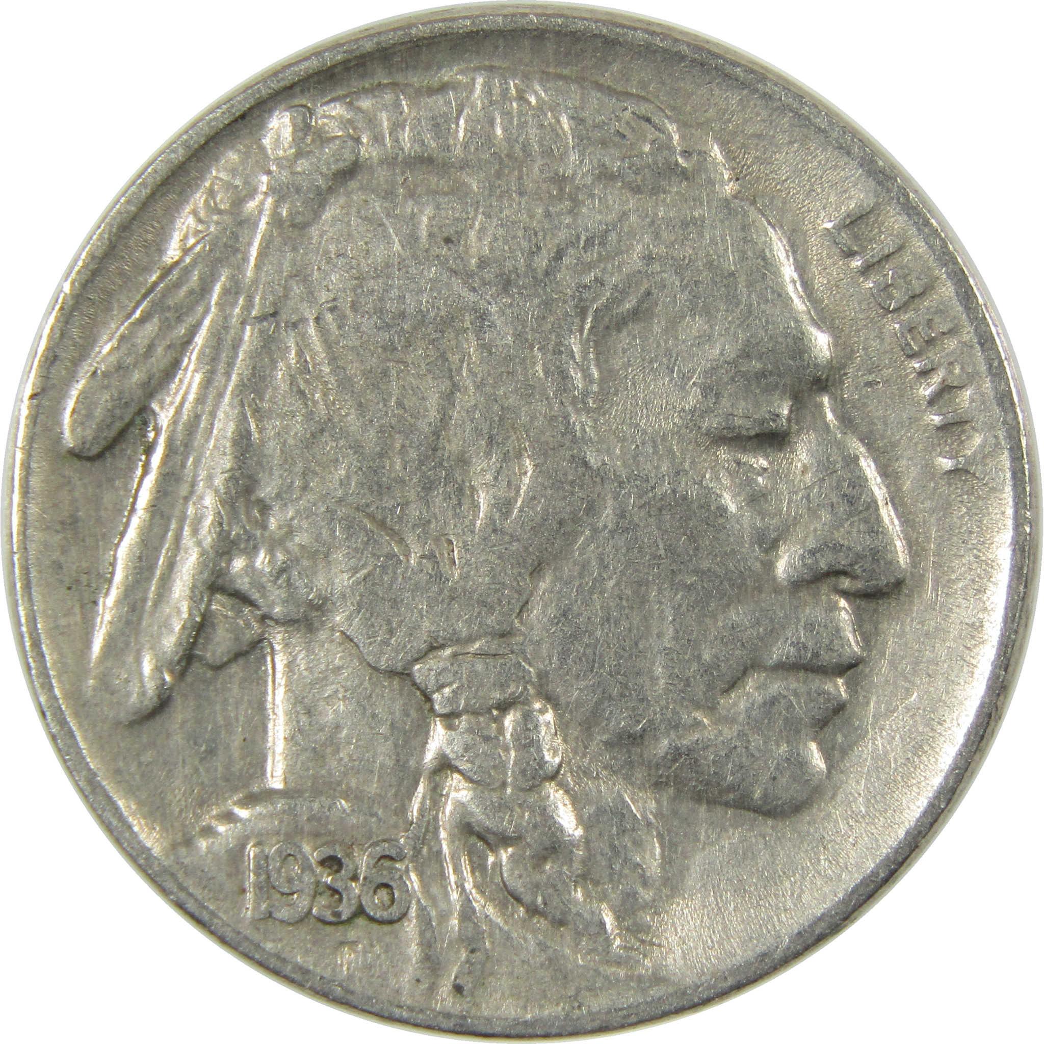1936 Indian Head Buffalo Nickel XF EF Extremely Fine 5c Coin