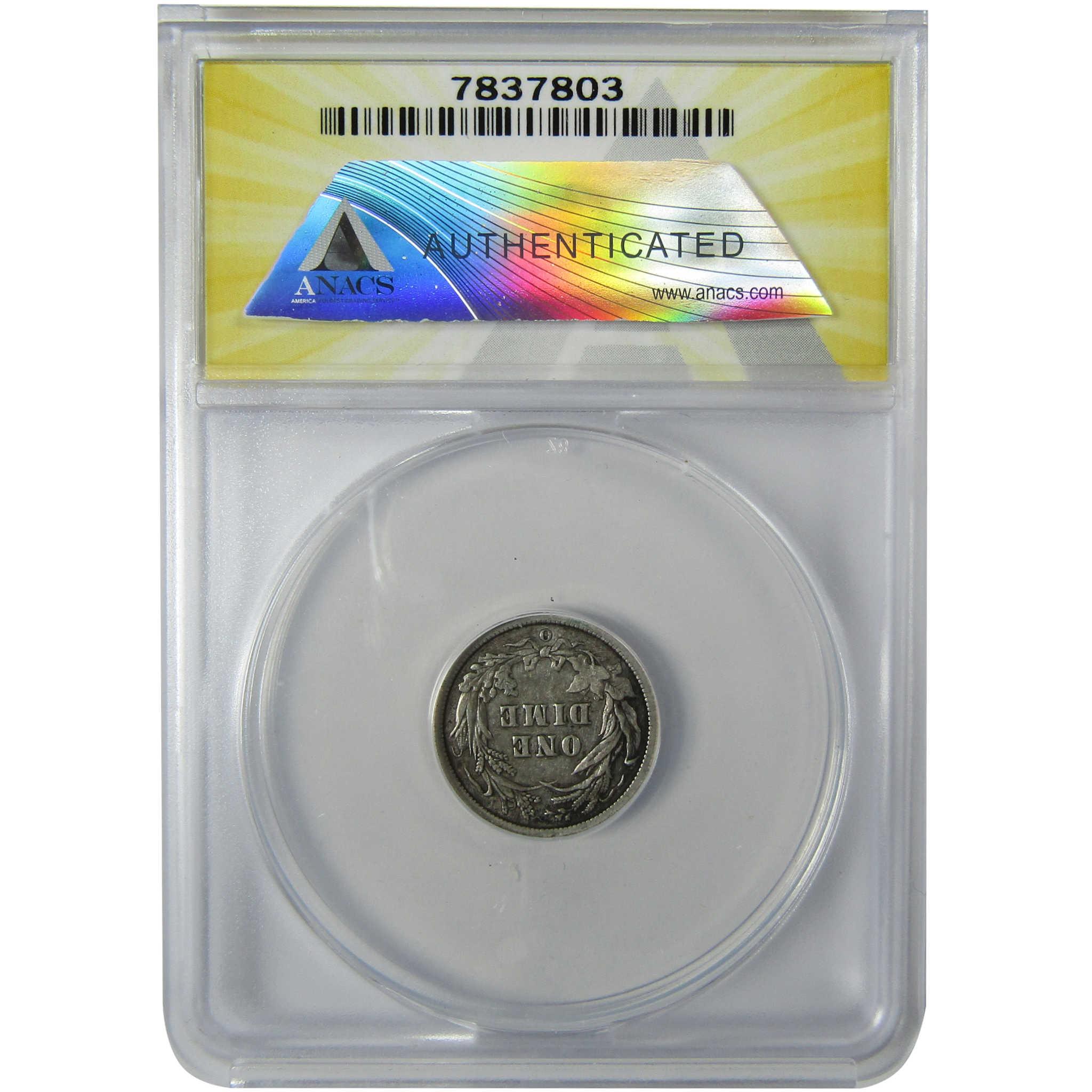 1899 O Barber Silver Dime F 15 Details ANACS 10c Coin SKU:CP565