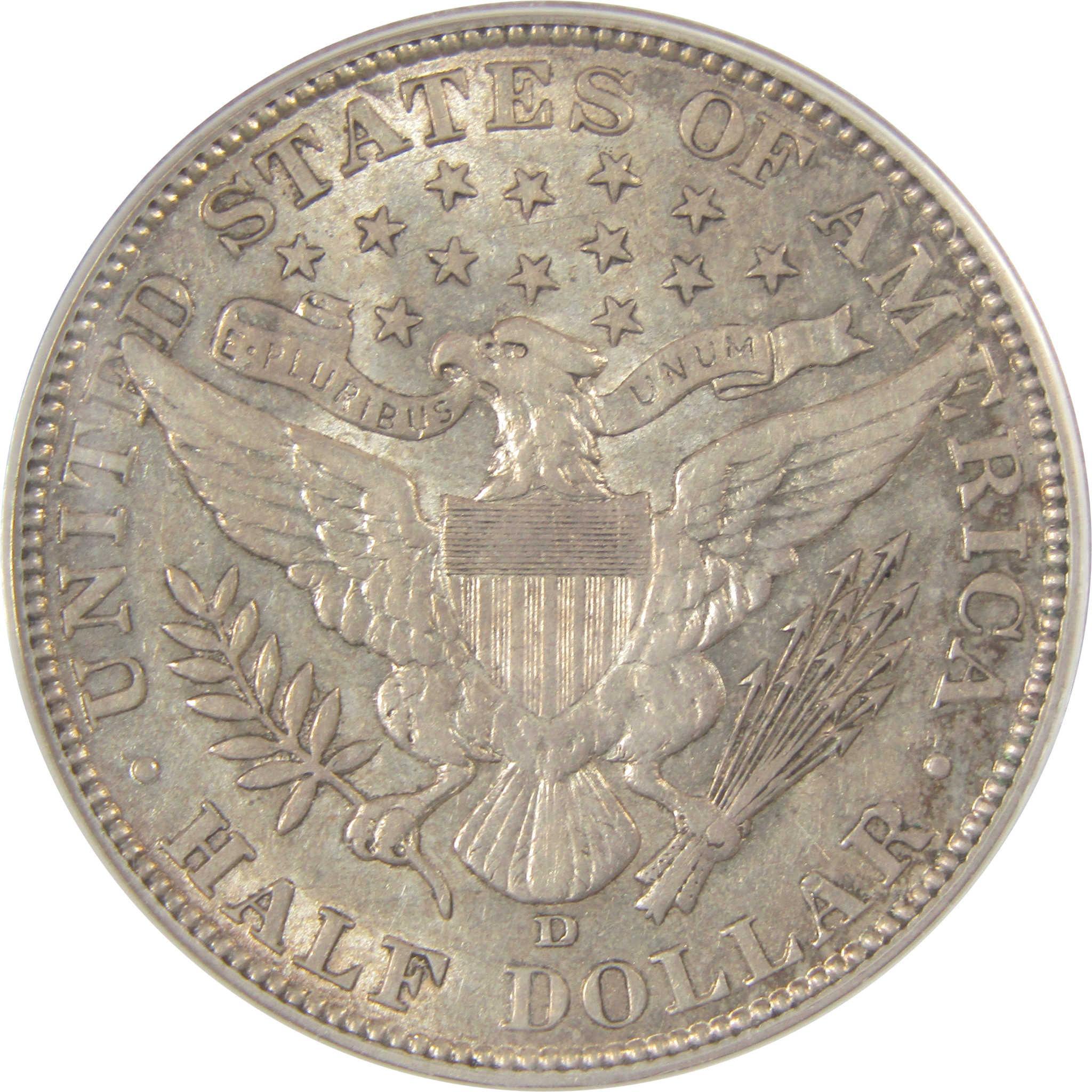 1915 D Barber Silver Half Dollar EF 45 ANACS 50c Coin SKU:I24303