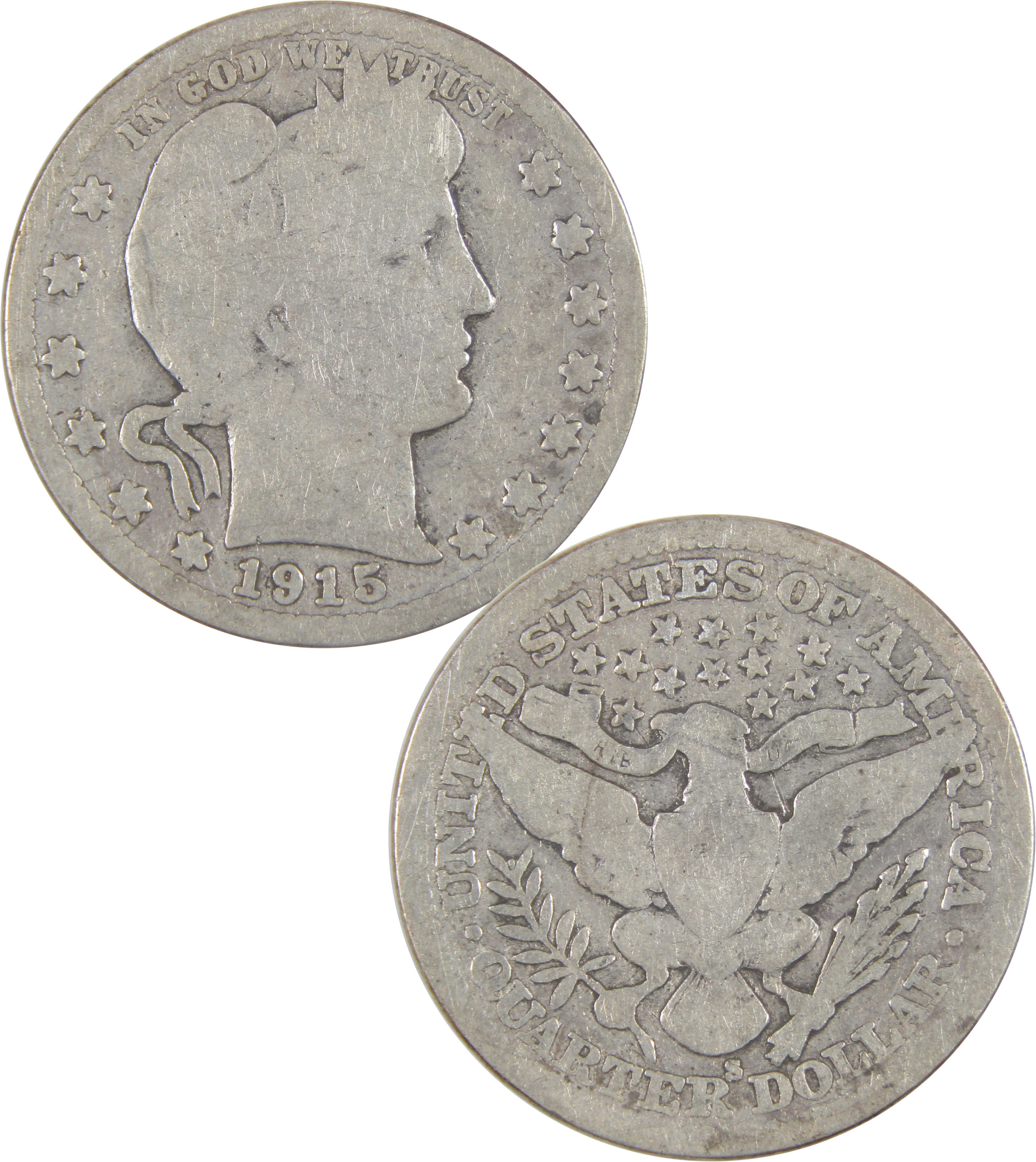 1915 S Barber Quarter AG About Good Silver 25c Coin SKU:I17710
