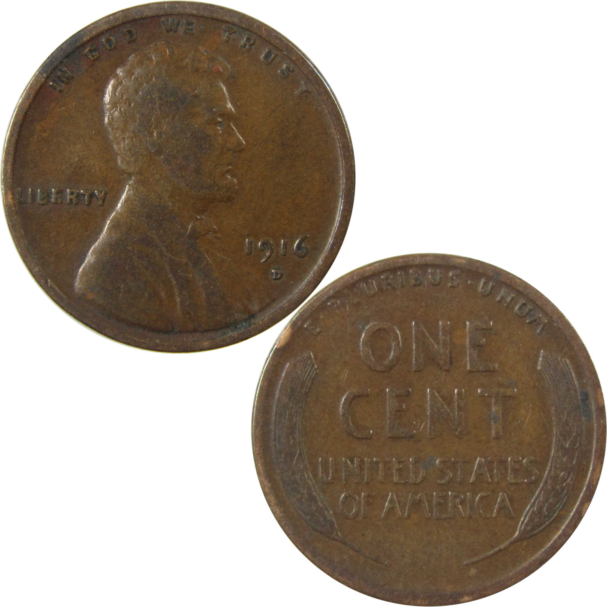 1916 D Lincoln Wheat Cent F Fine Penny 1c Coin Collectible SKU:I26831