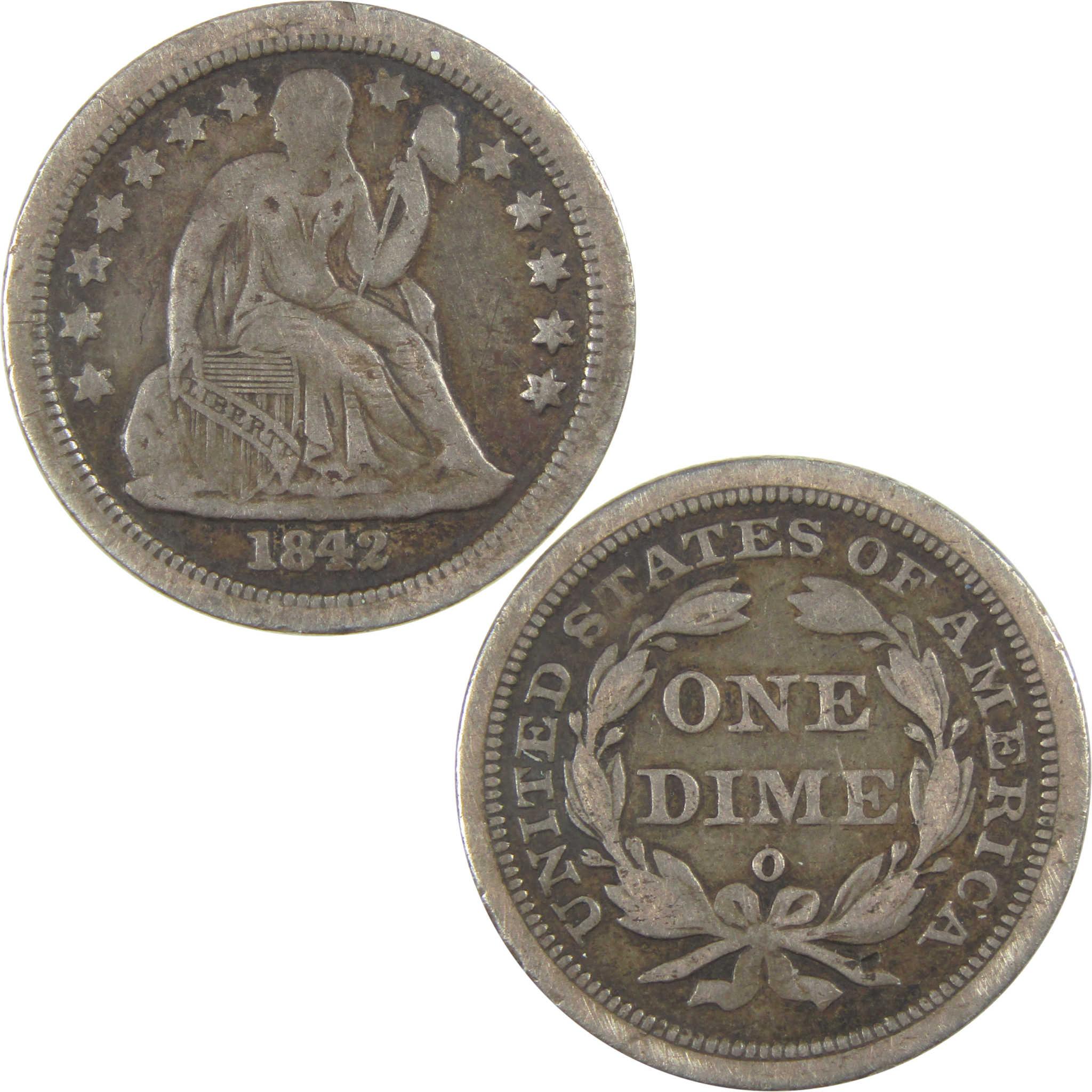 1842 O Seated Liberty Dime VF Very Fine Silver 10c Coin SKU:I19552