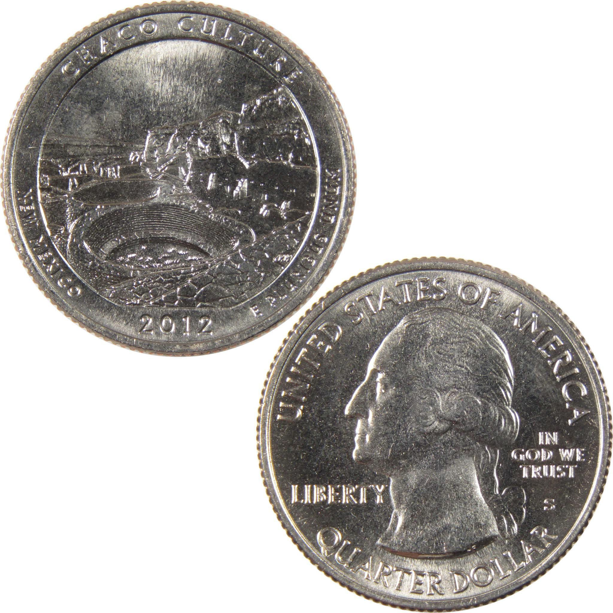 2012 Chaco Culture New Mexico quarter collectible coin, obverse and reverse sides