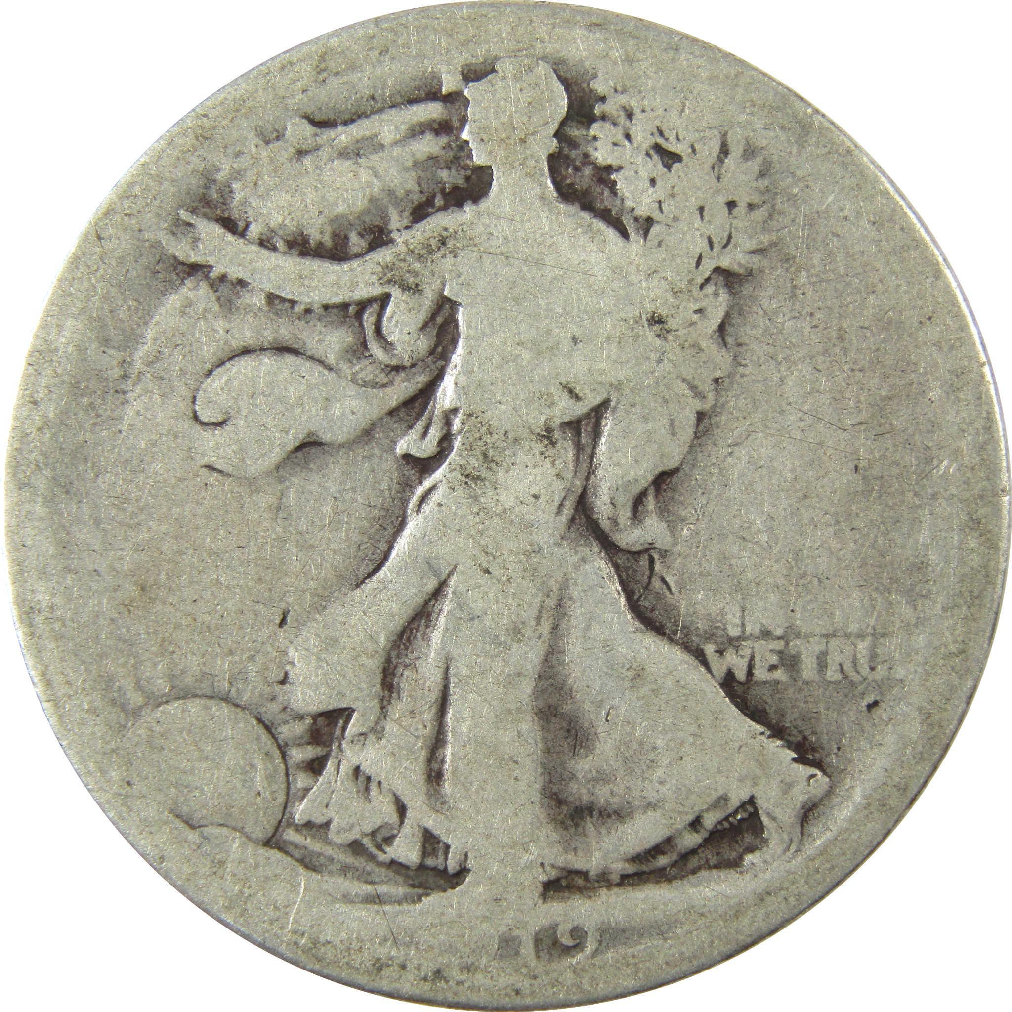 1919 D Liberty Walking Silver Half Dollar AG About Good SKU:CP1423