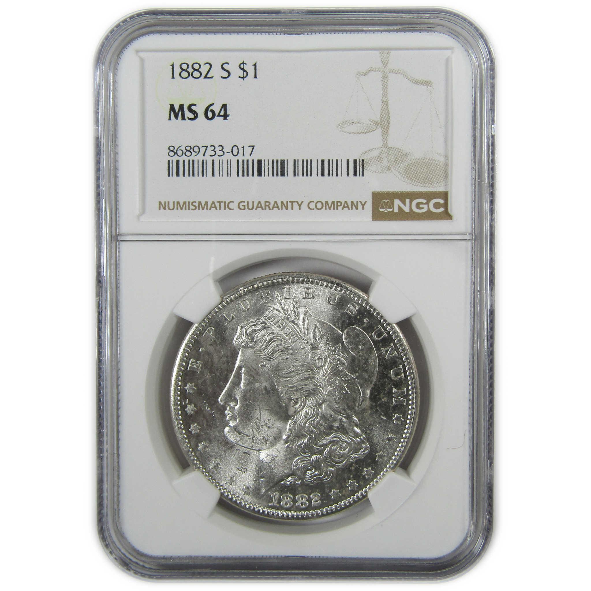 1882 S Morgan Silver Dollar MS 64 NGC Uncirculated $1 Coin SKU:CP452 - Morgan coin - Morgan silver dollar - Morgan silver dollar for sale - Profile Coins & Collectibles