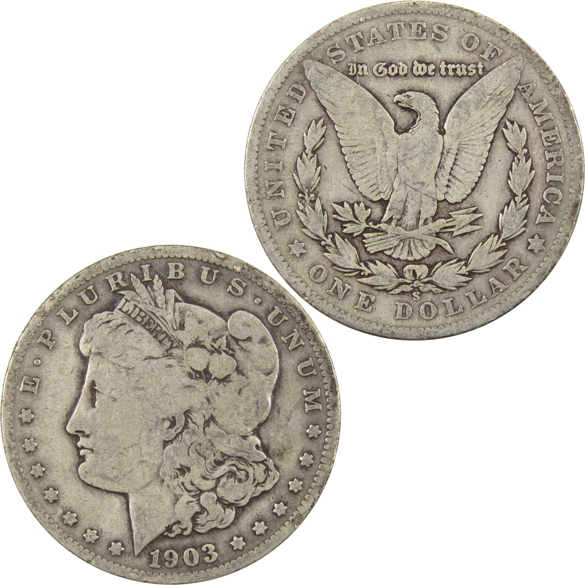 1903 S Morgan Dollar VG Very Good 90% Silver $1 Coin SKU:I10690 - Morgan coin - Morgan silver dollar - Morgan silver dollar for sale - Profile Coins & Collectibles