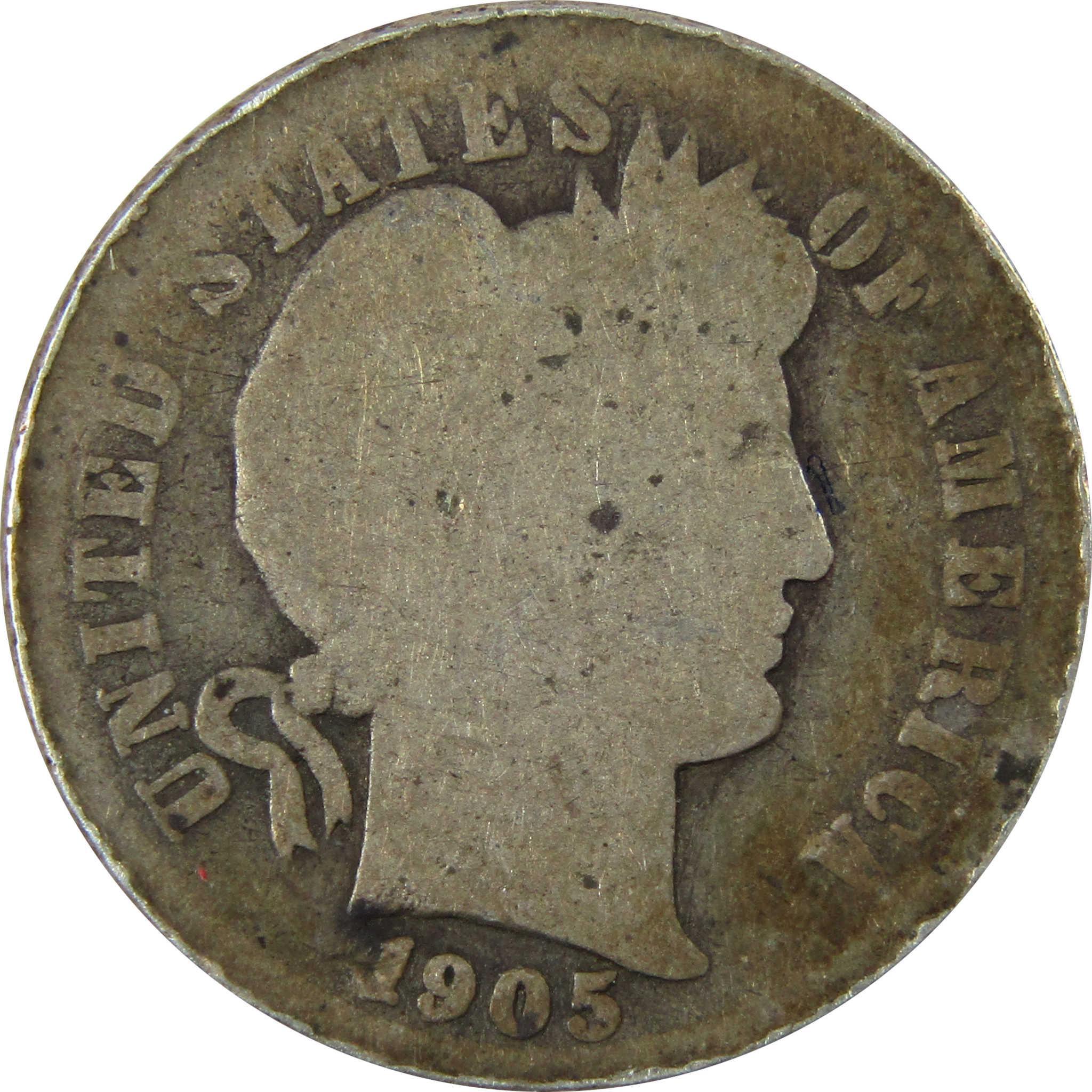 1905 O Micro O Barber Silver Dime G Good Details 10c Coin SKU:I26636