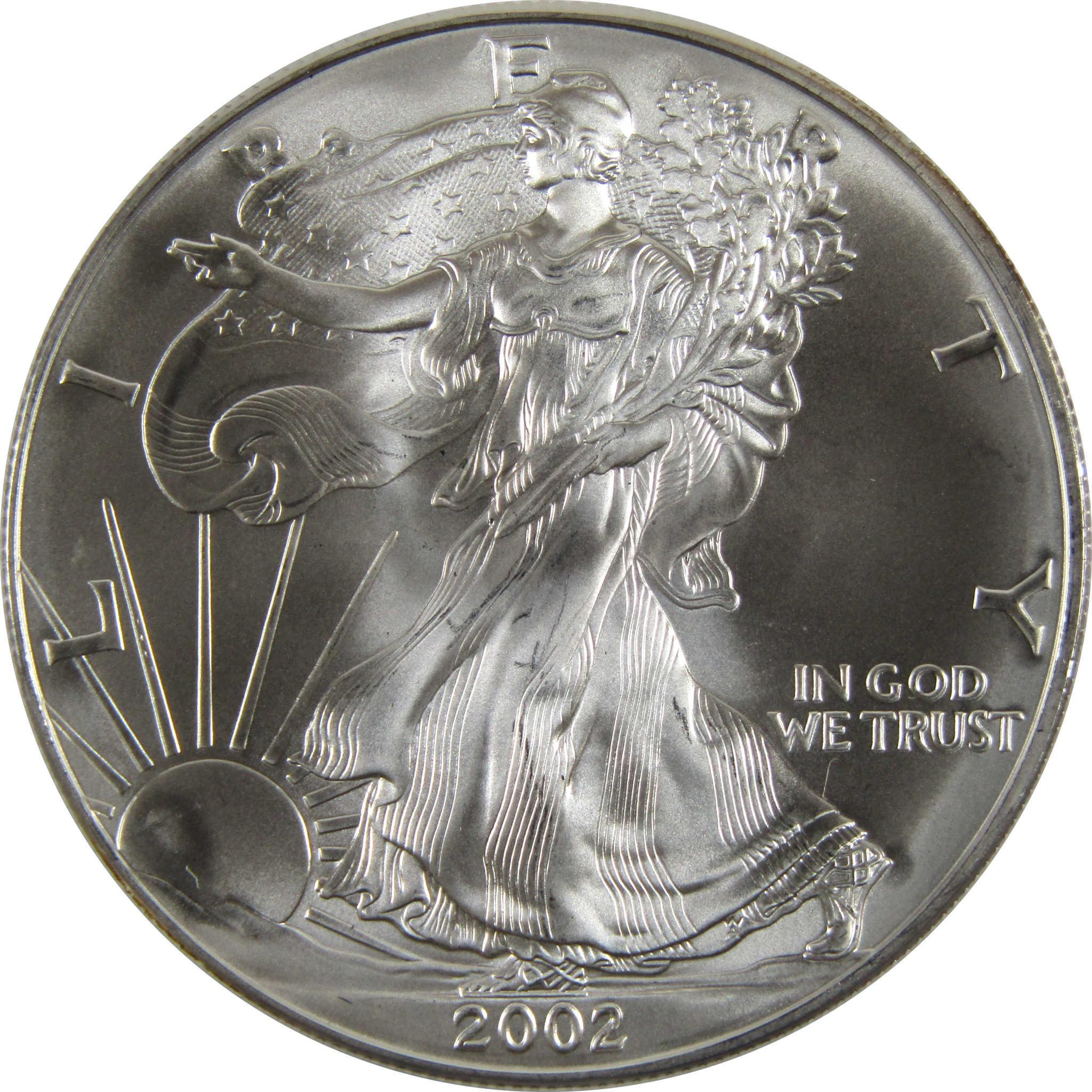 2002 American Eagle BU Uncirculated 1 oz .999 Silver Bullion $1 Coin