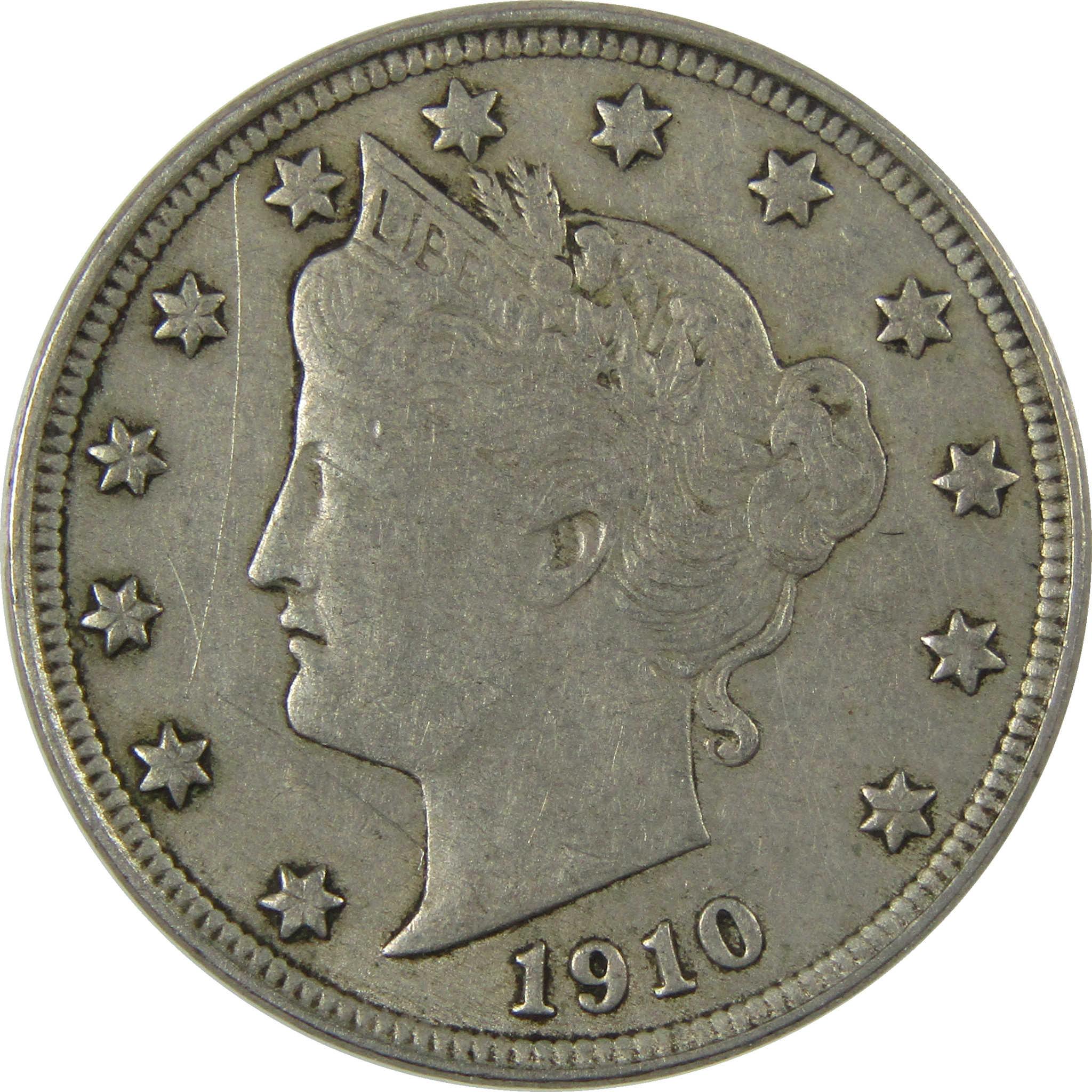 1910 Liberty Head V Nickel VF Very Fine 5c Coin Collectible SKU:I26953