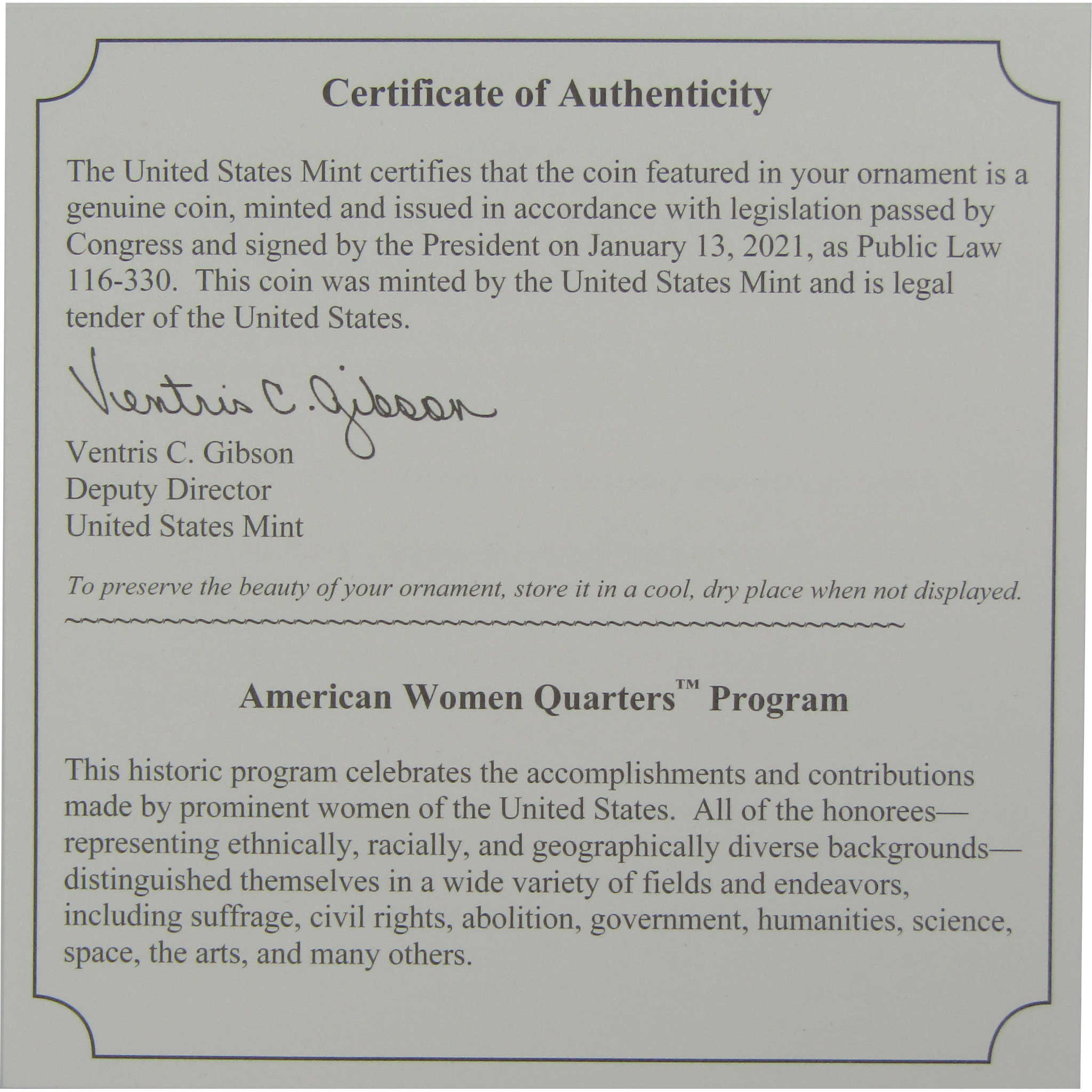 2022 Nina Otero-Warren American Women Quarter Ornament OGP COA