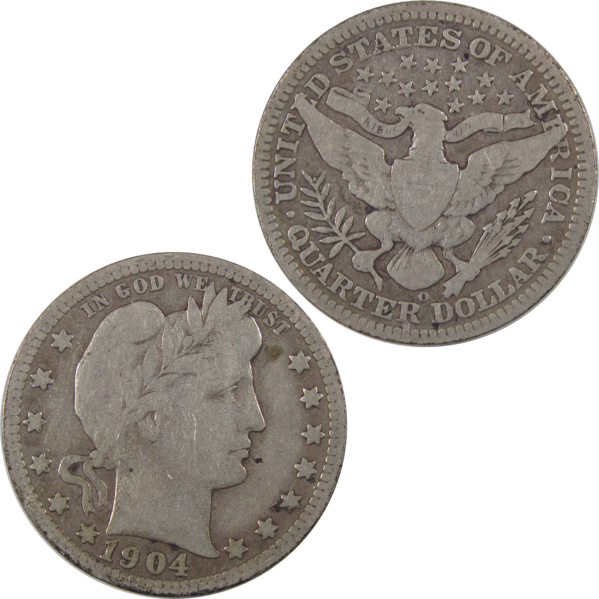 1904 O Barber Quarter VG Very Good Silver 25c Coin SKU:I18815