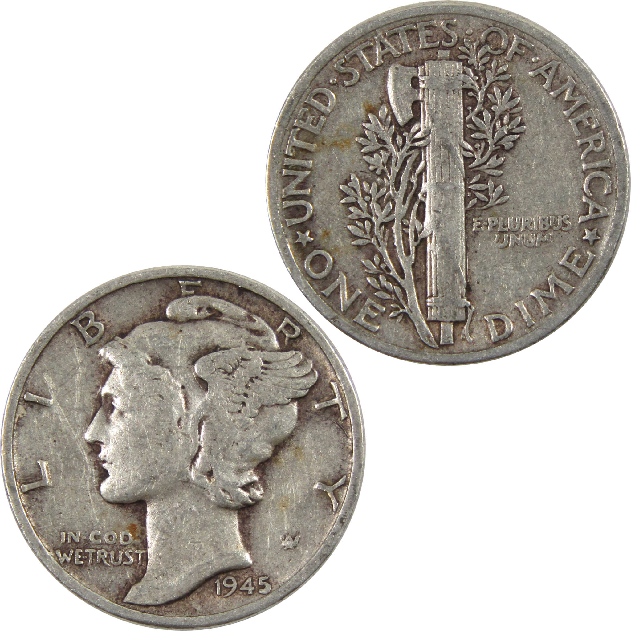 1945 Mercury Dime AG About Good 90% Silver 10c Coin