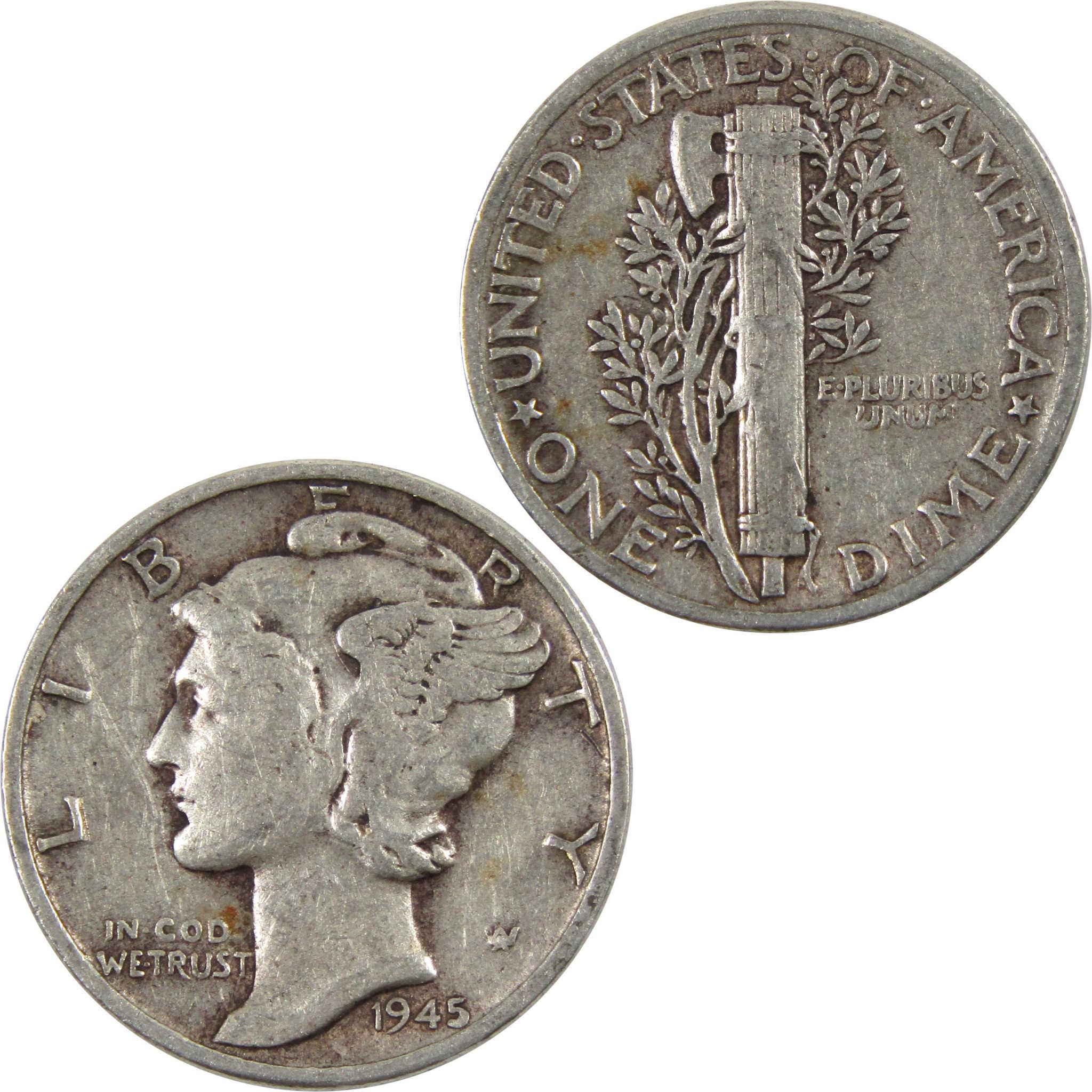 1945 Mercury Dime AG About Good 90% Silver 10c Coin
