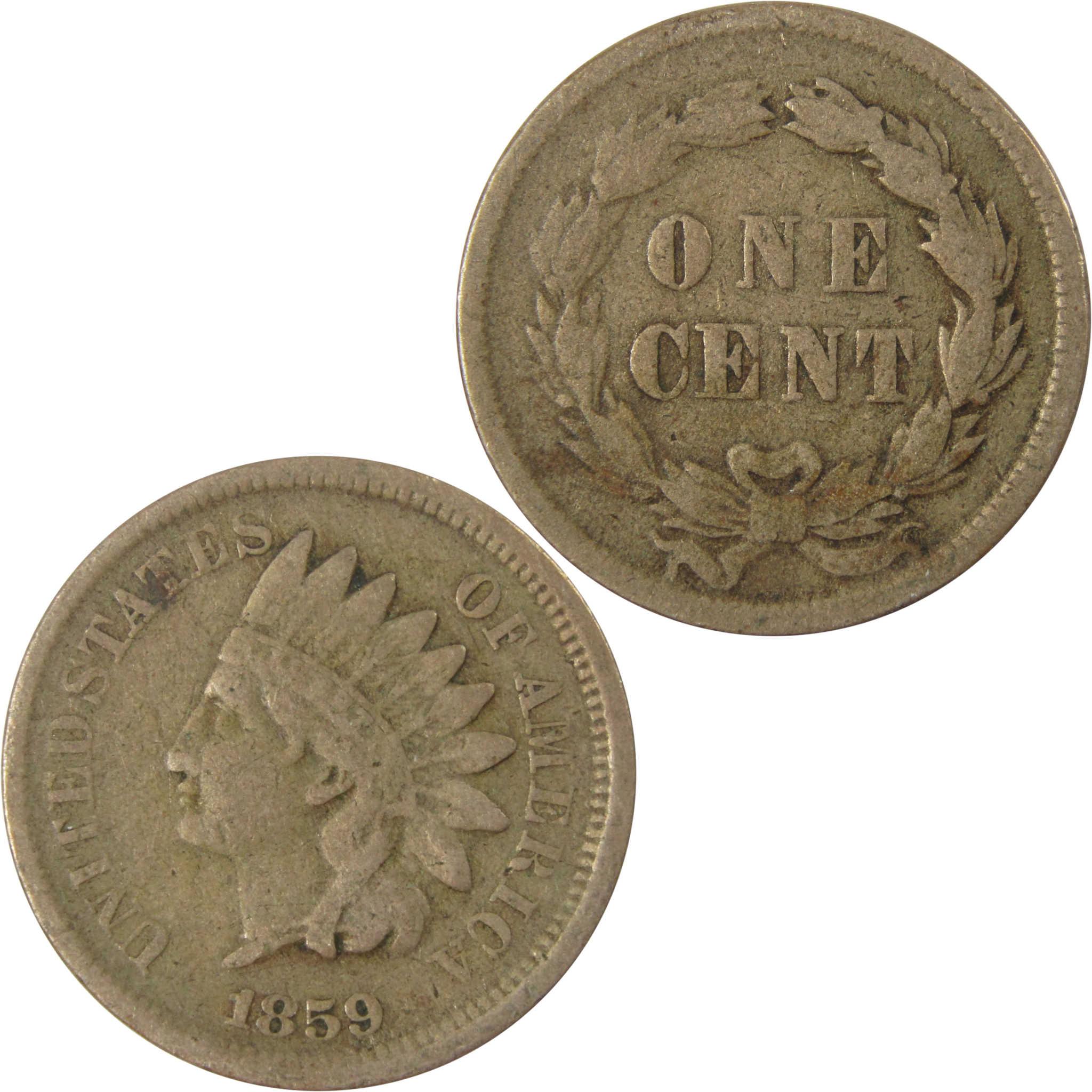 1859 Indian Head Cent VG Very Good Penny 1c Coin SKU:CP1258