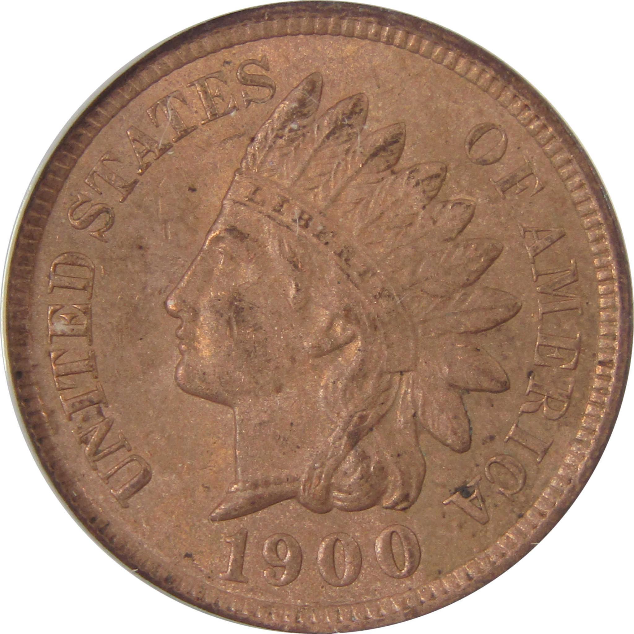 1900 Indian Head Cent AU 58 Details ANACS Penny 1c Coin SKU:I25473