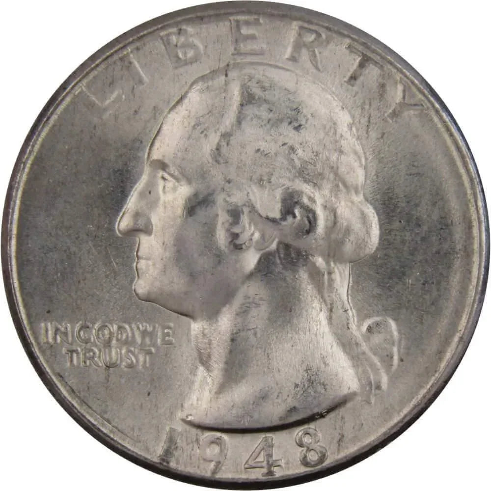1948 D Washington Silver Quarter Uncirculated Mint State 25c Coin