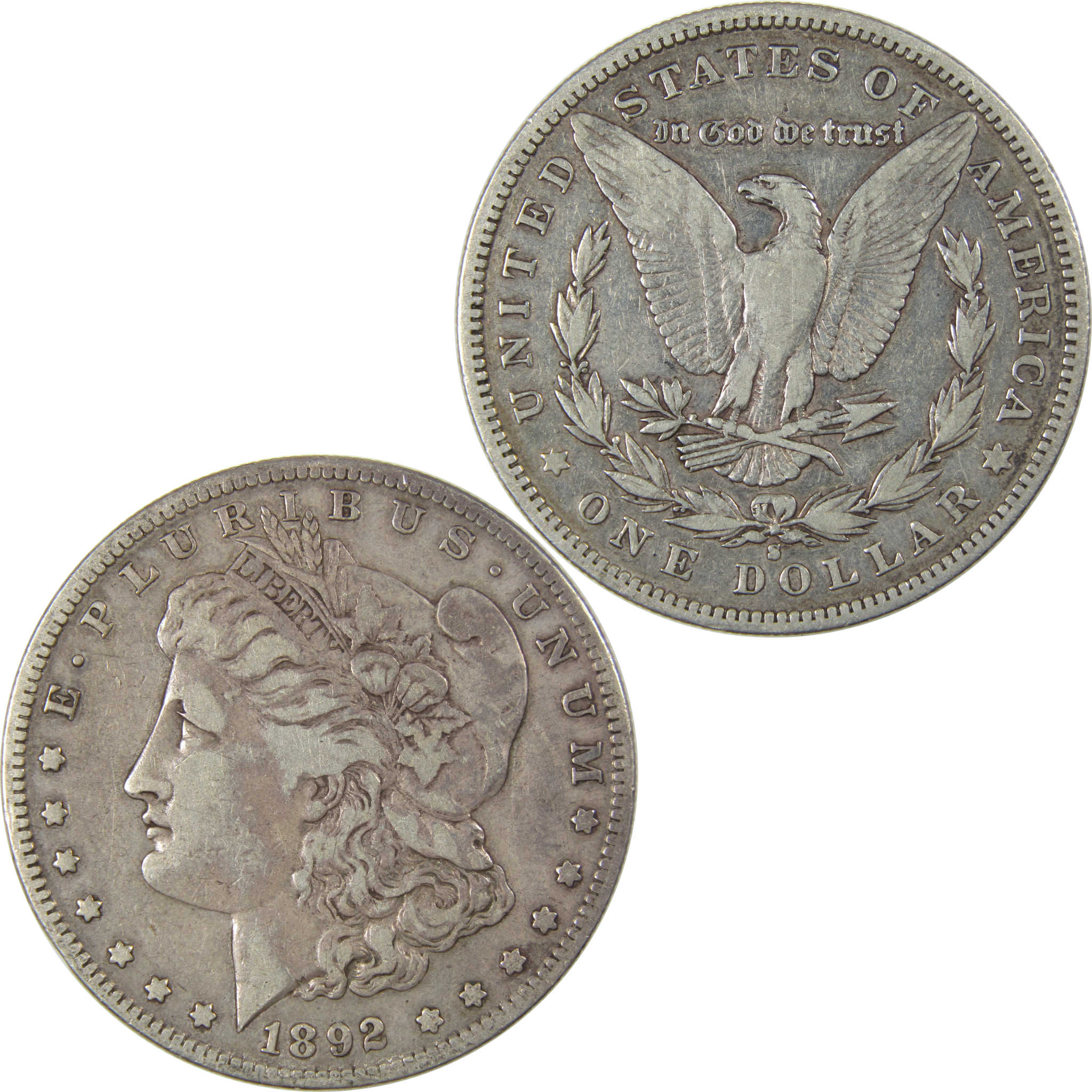 1892 S Morgan Dollar VF Very Fine Silver $1 Coin SKU:I23696