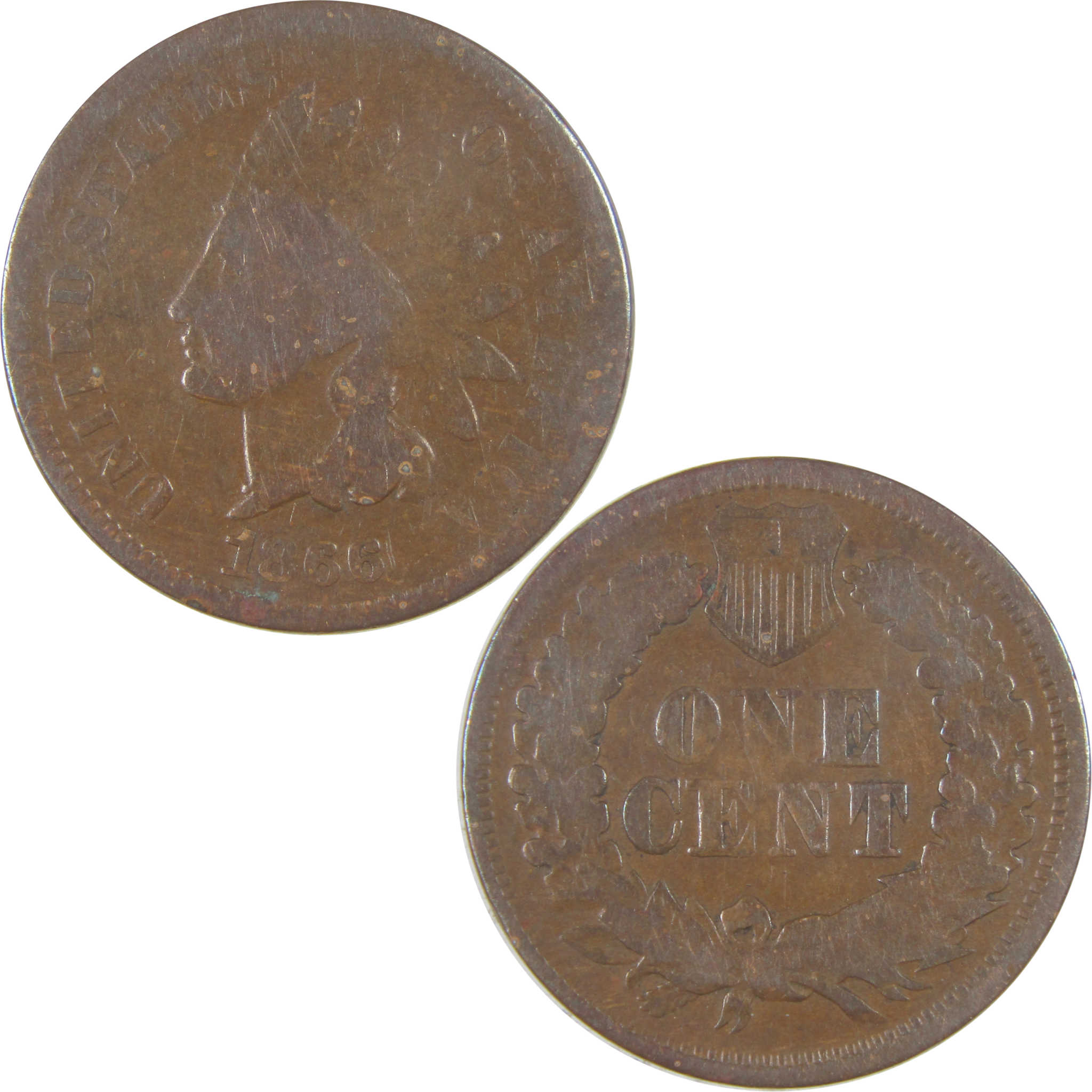 1866 Indian Head Cent G Good Penny 1c Coin SKU:I16820