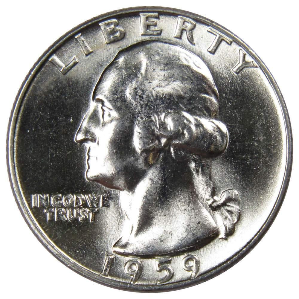 1959 D Washington Silver Quarter Uncirculated Mint State 25c Coin