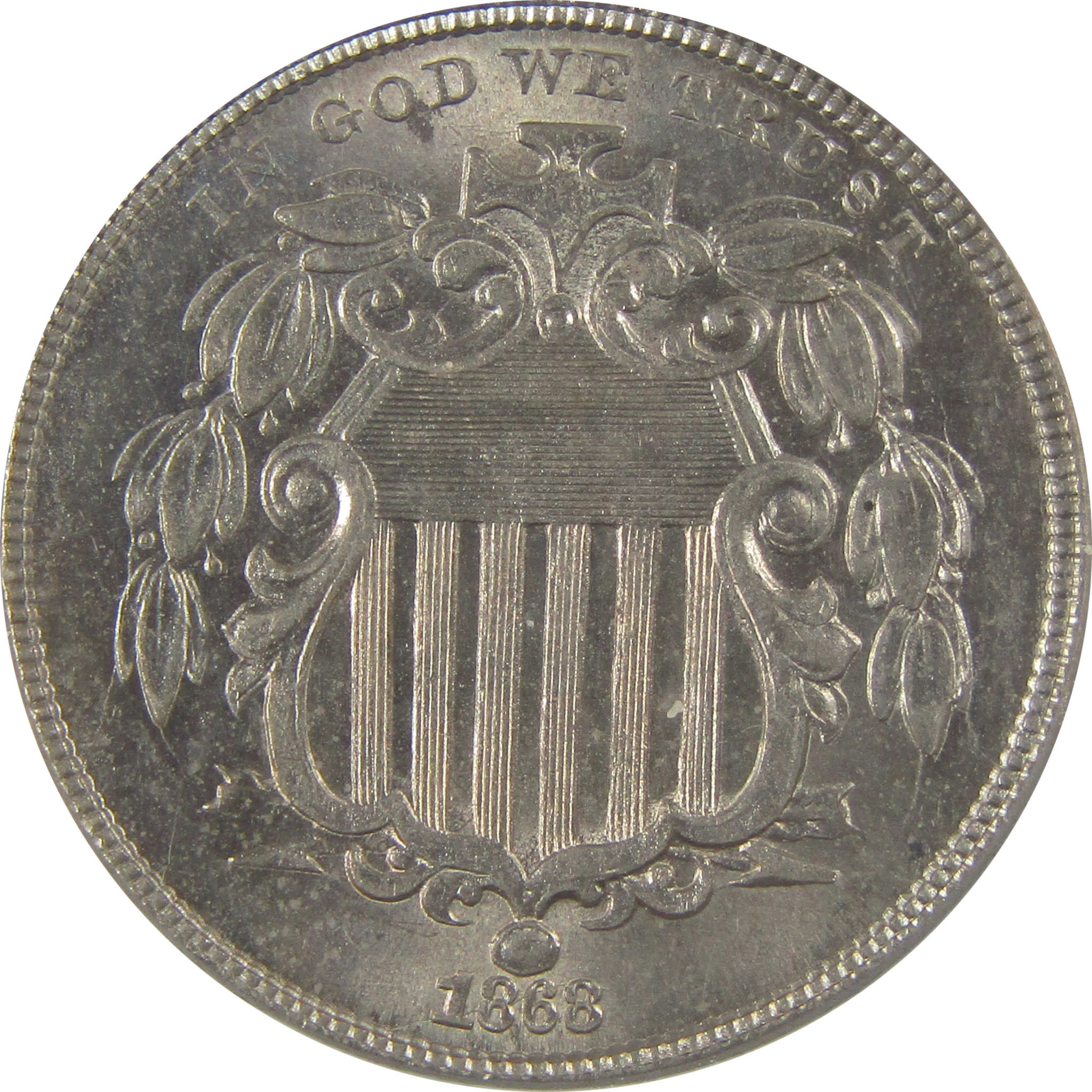 1868 Shield Nickel MS 63 ANACS Uncirculated 5c Coin SKU:CPC0819