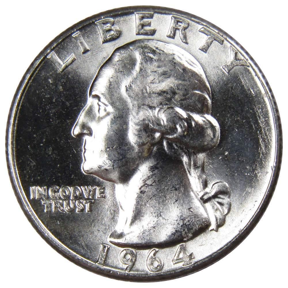 1964 Washington Silver Quarter Uncirculated Mint State 25c Coin