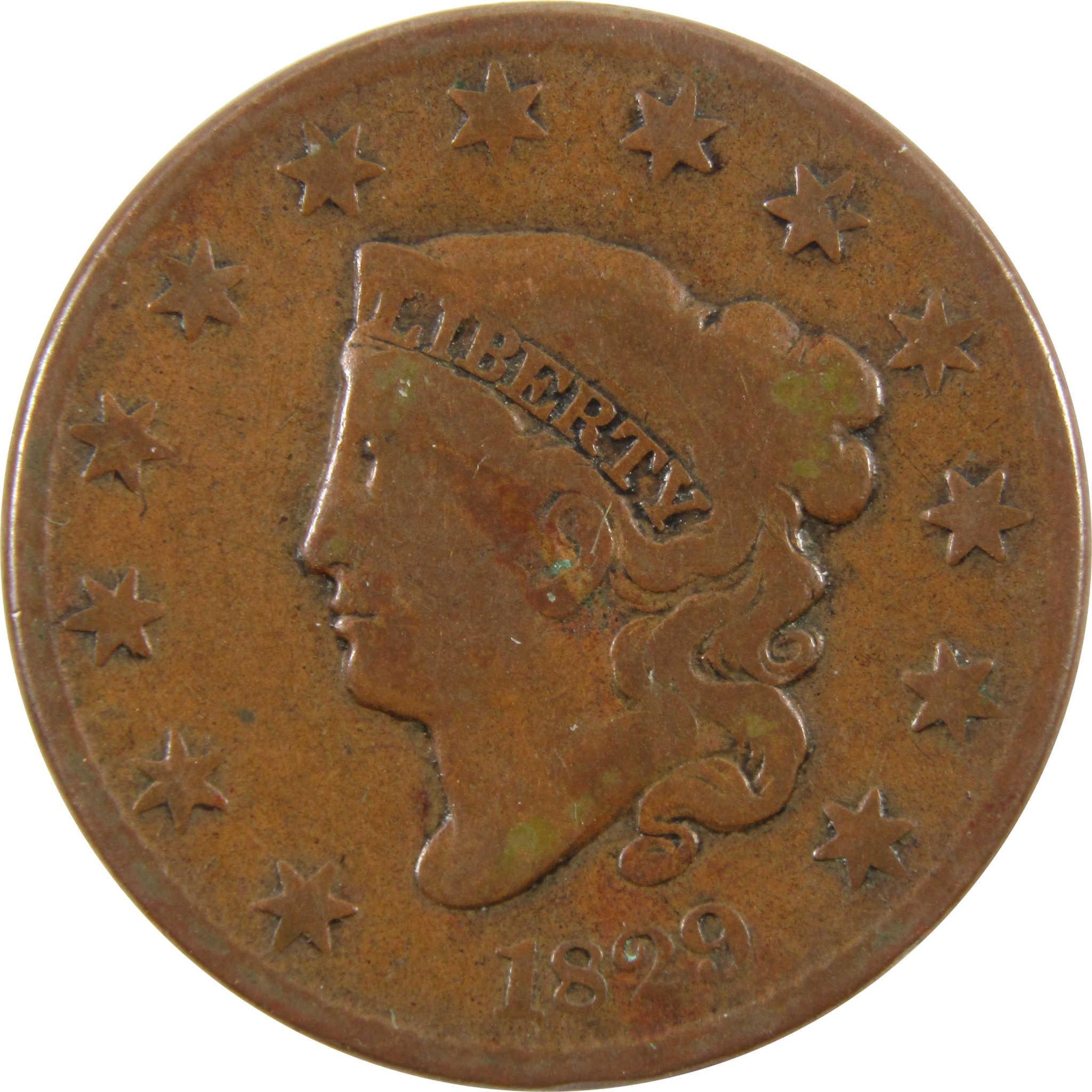 1829 Medium Letters Coronet Head Large Cent VG Very Good SKU:I10741