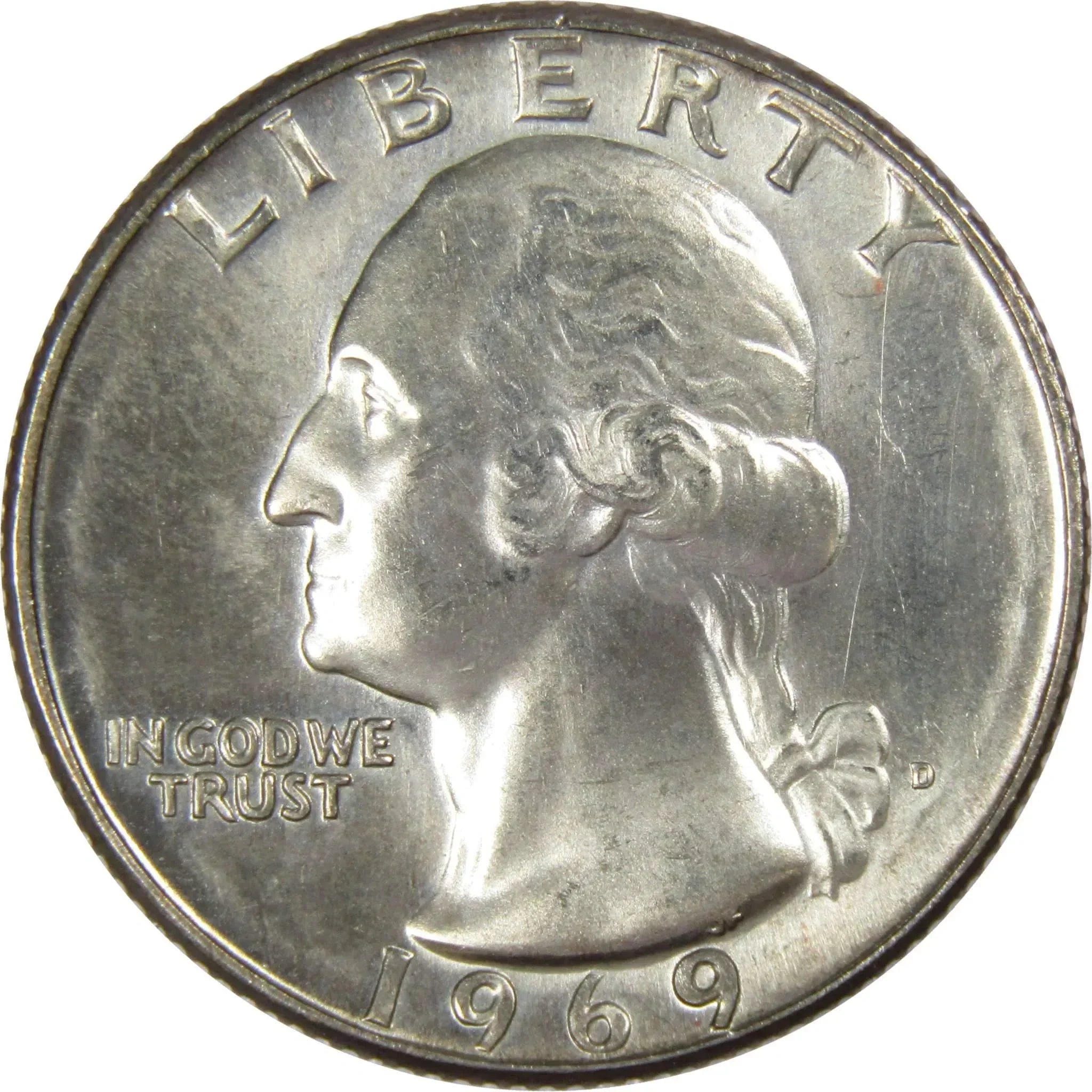 1969 D Washington Quarter Clad Uncirculated Mint State 25c Coin