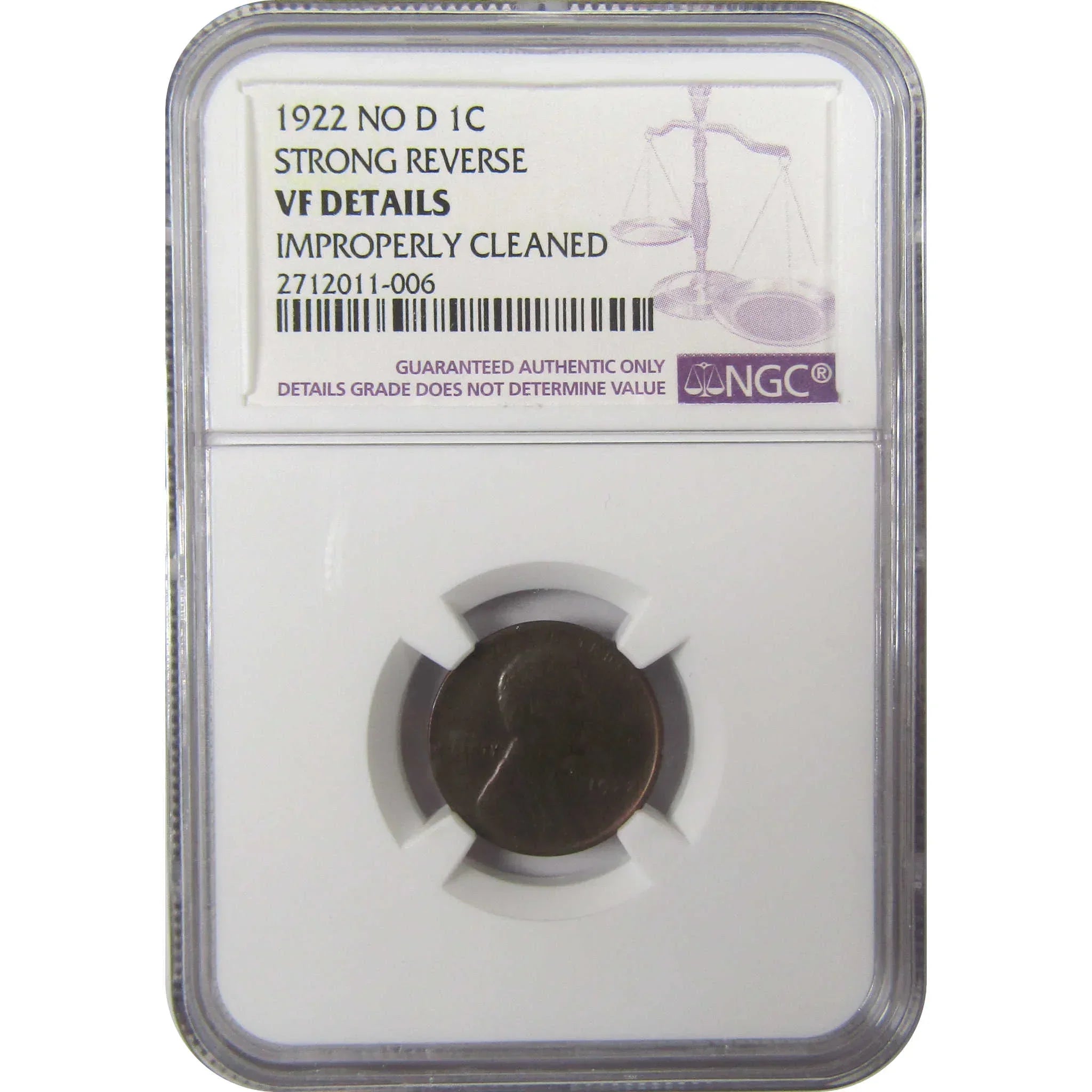 1922 No D Strong Reverse Lincoln Wheat Cent VF Details NGC SKU:I23930