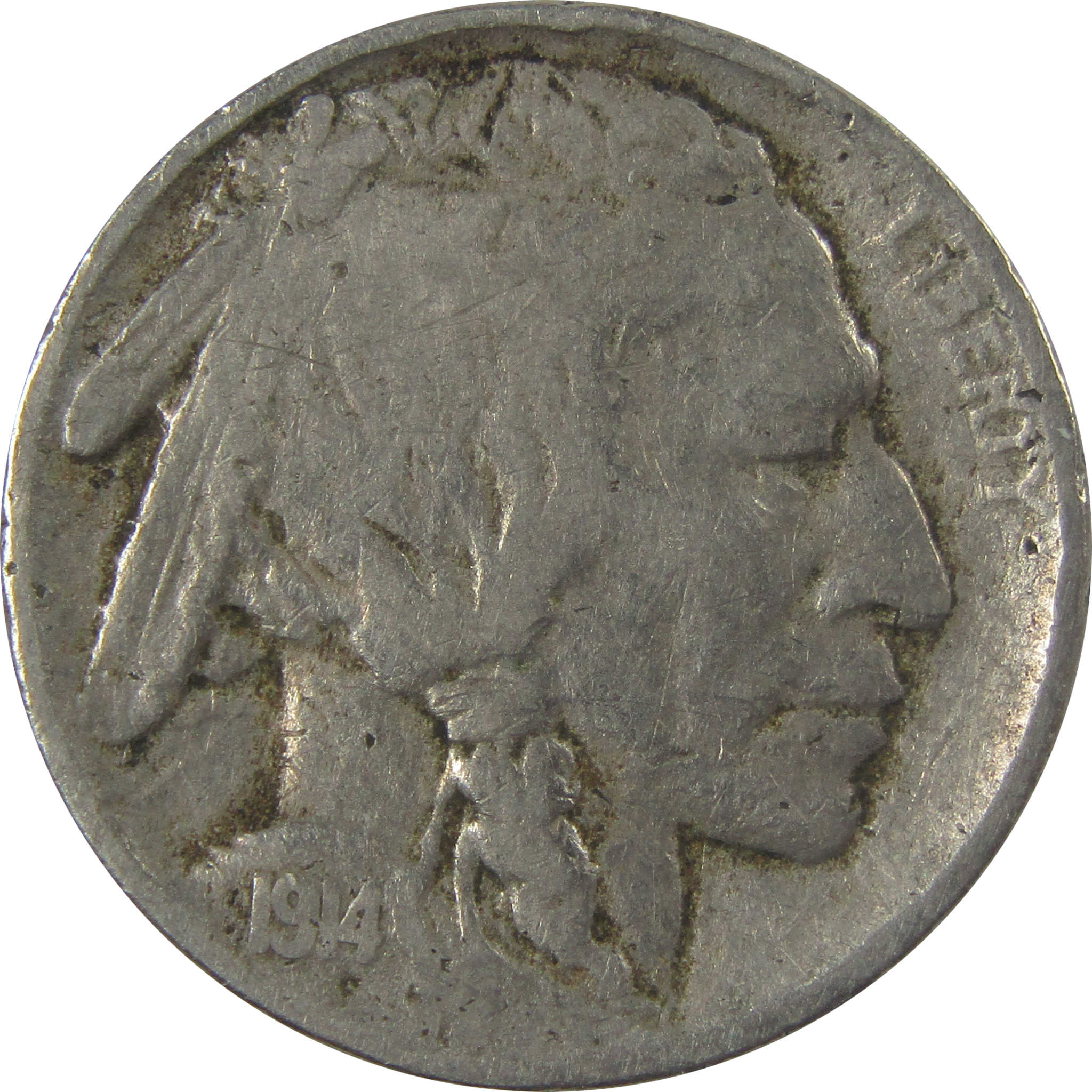 1914 Indian Head Buffalo Nickel F Fine 5c Coin SKU:I25234