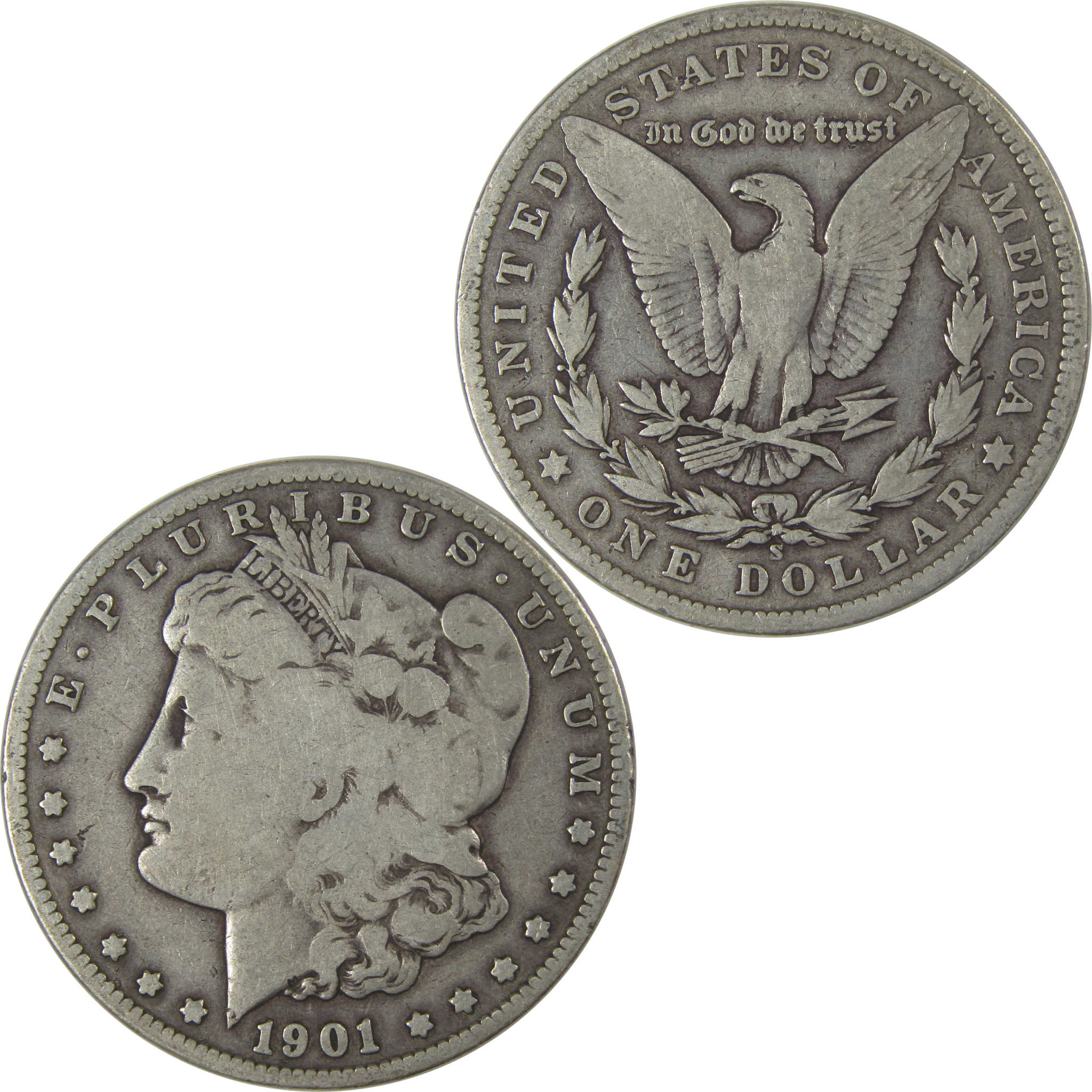 1901 S Morgan Dollar VG Very Good Silver $1 Coin SKU:I22812 - Morgan coin - Morgan silver dollar - Morgan silver dollar for sale - Profile Coins & Collectibles