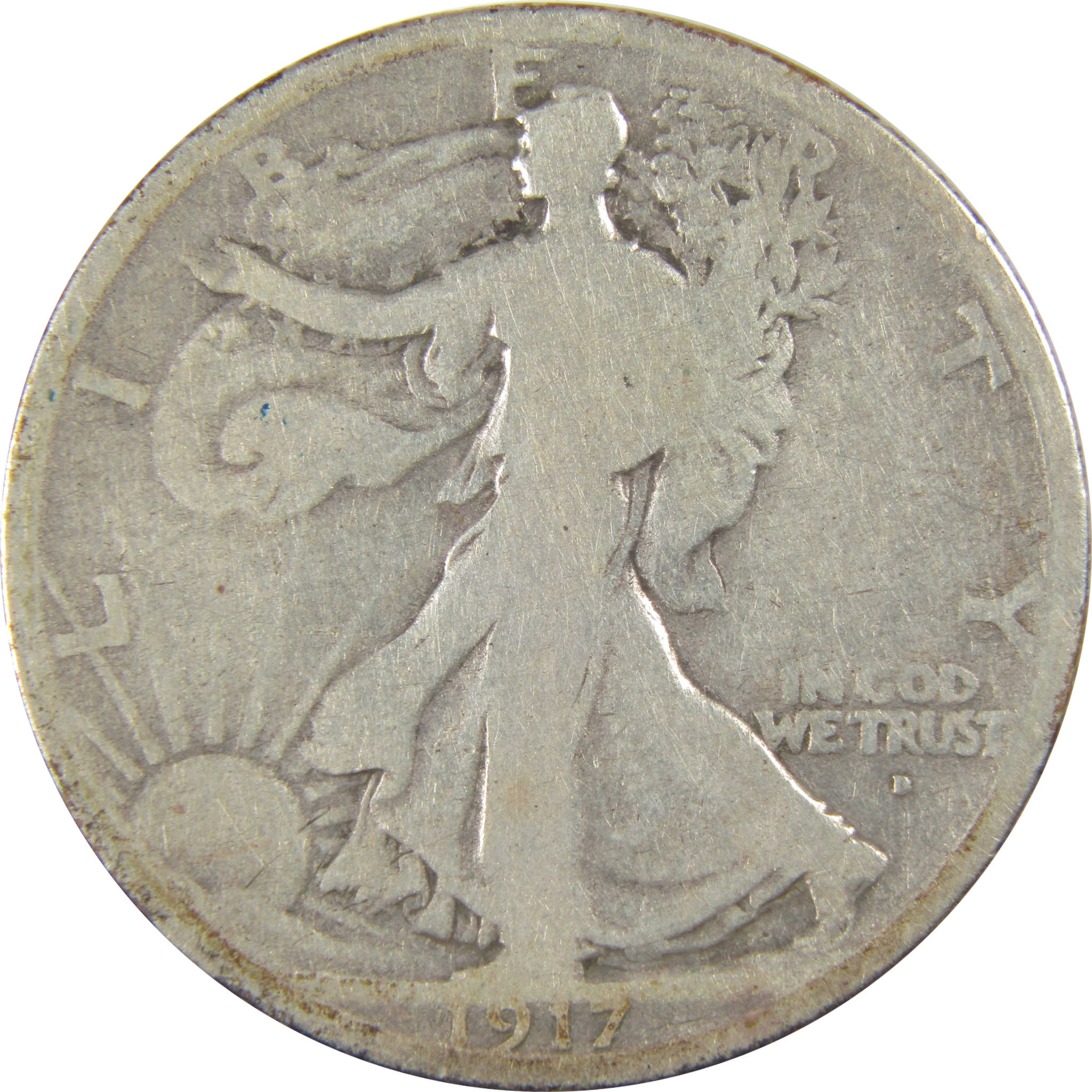 1917 D Obverse Liberty Walking Half Dollar G Good Silver SKU:I23752