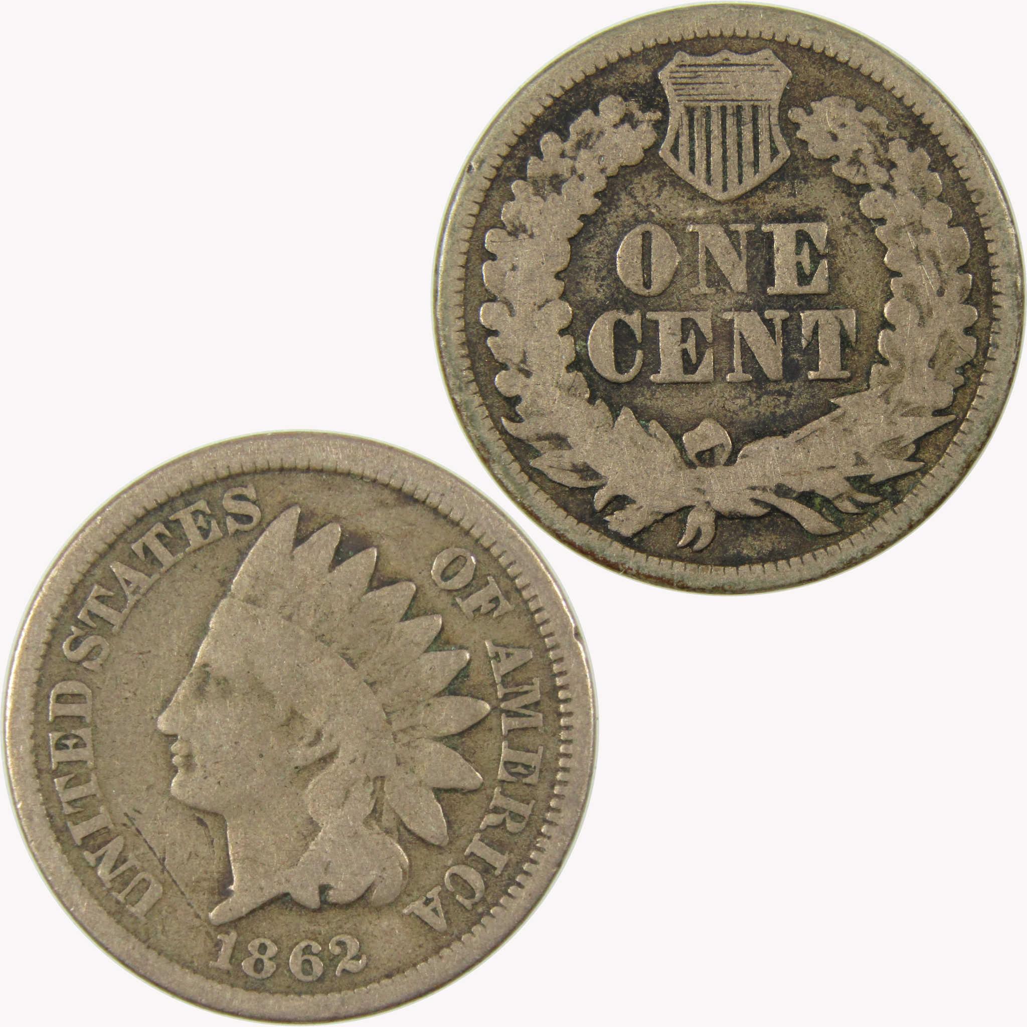 1862 Indian Head Cent G Good Penny 1c Coin SKU:CP1087