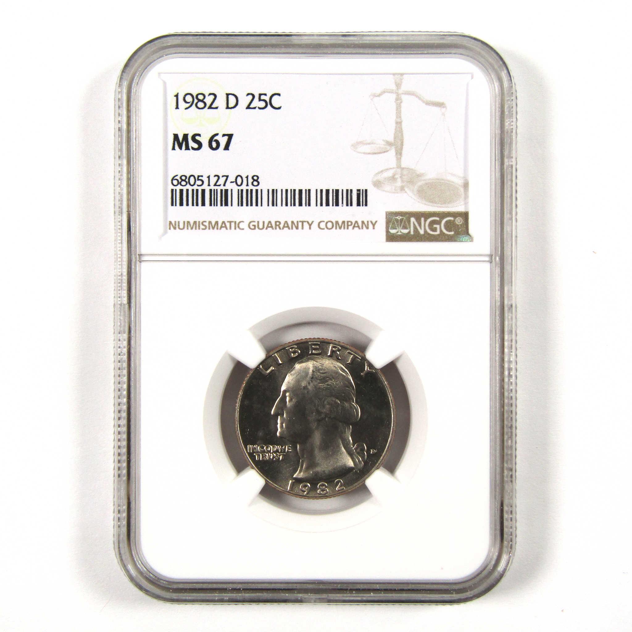 1982 D Washington Quarter MS 67 NGC Clad 25c Uncirculated SKU:I9550