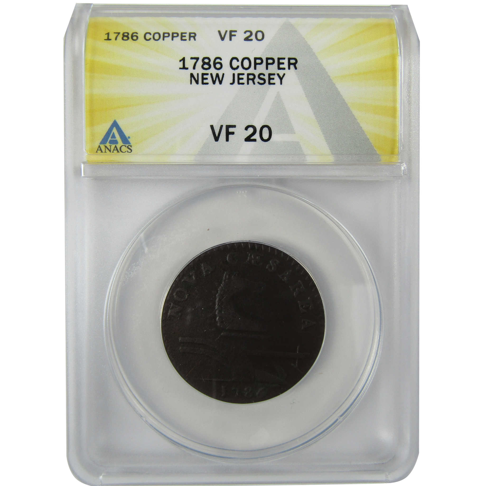 1786 New Jersey Copper VF 20 ANACS Post Colonial Coin SKU:CP569