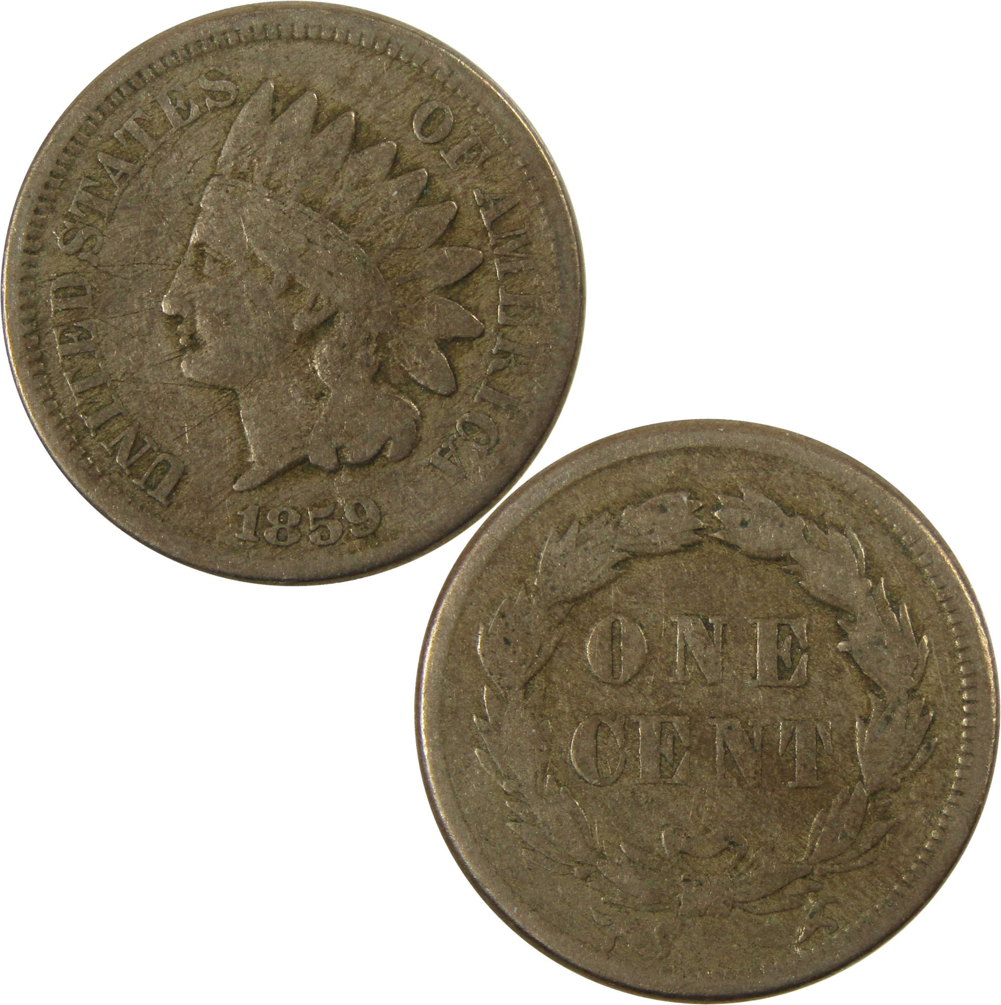 1859 Indian Head Cent VG Very Good Details Penny 1c Coin SKU:I27871
