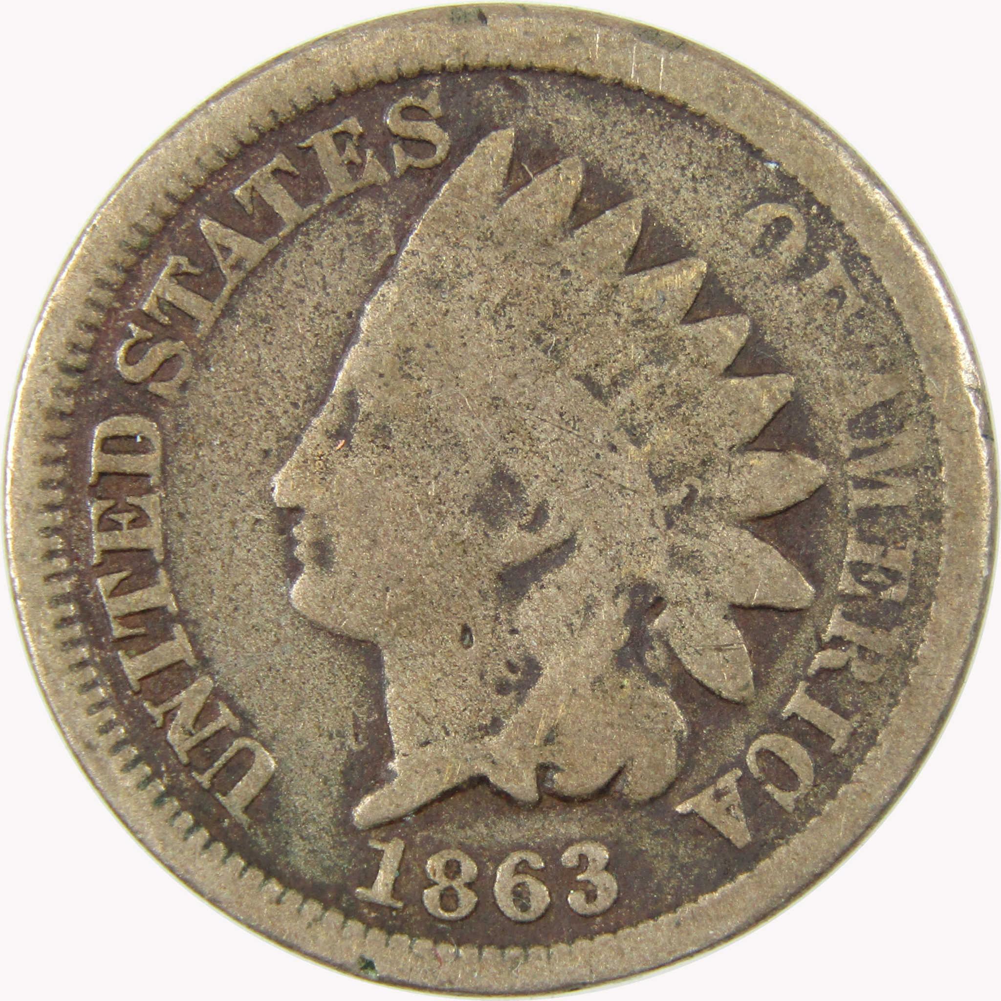 1863 Indian Head Cent AG About Good Penny 1c Coin SKU:CP1073