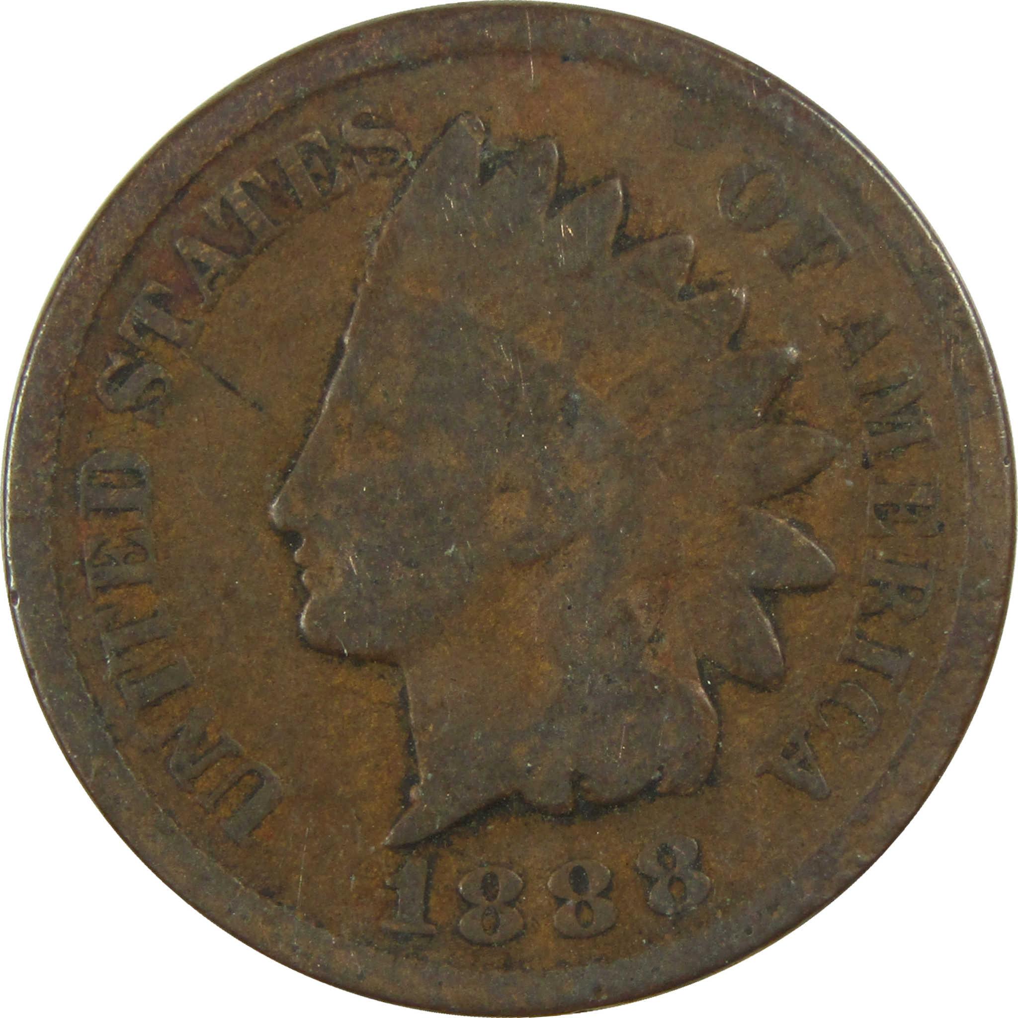 1888 Indian Head Cent G Good Penny 1c Coin SKU:I27035