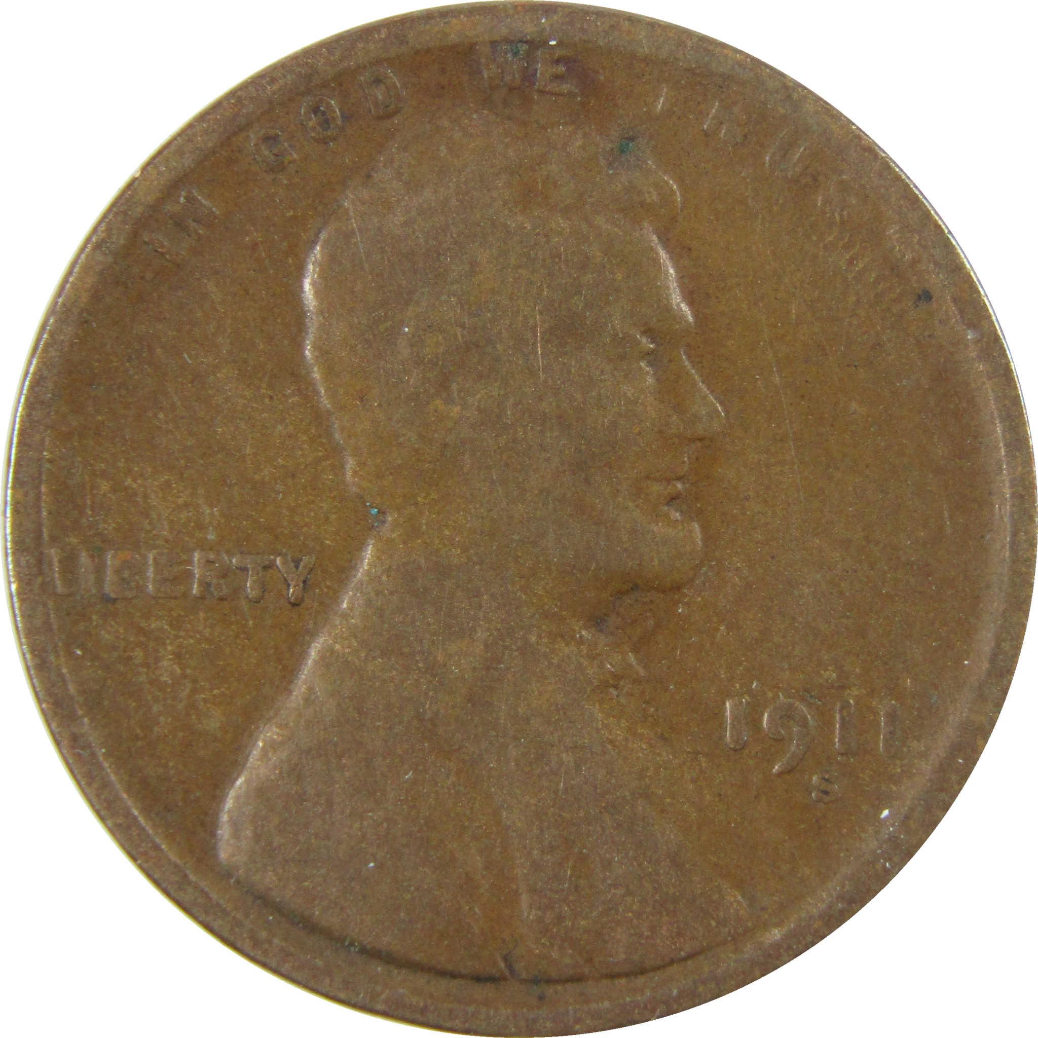 1911 S Lincoln Wheat Cent VG Very Good Penny 1c Coin SKU:I28226