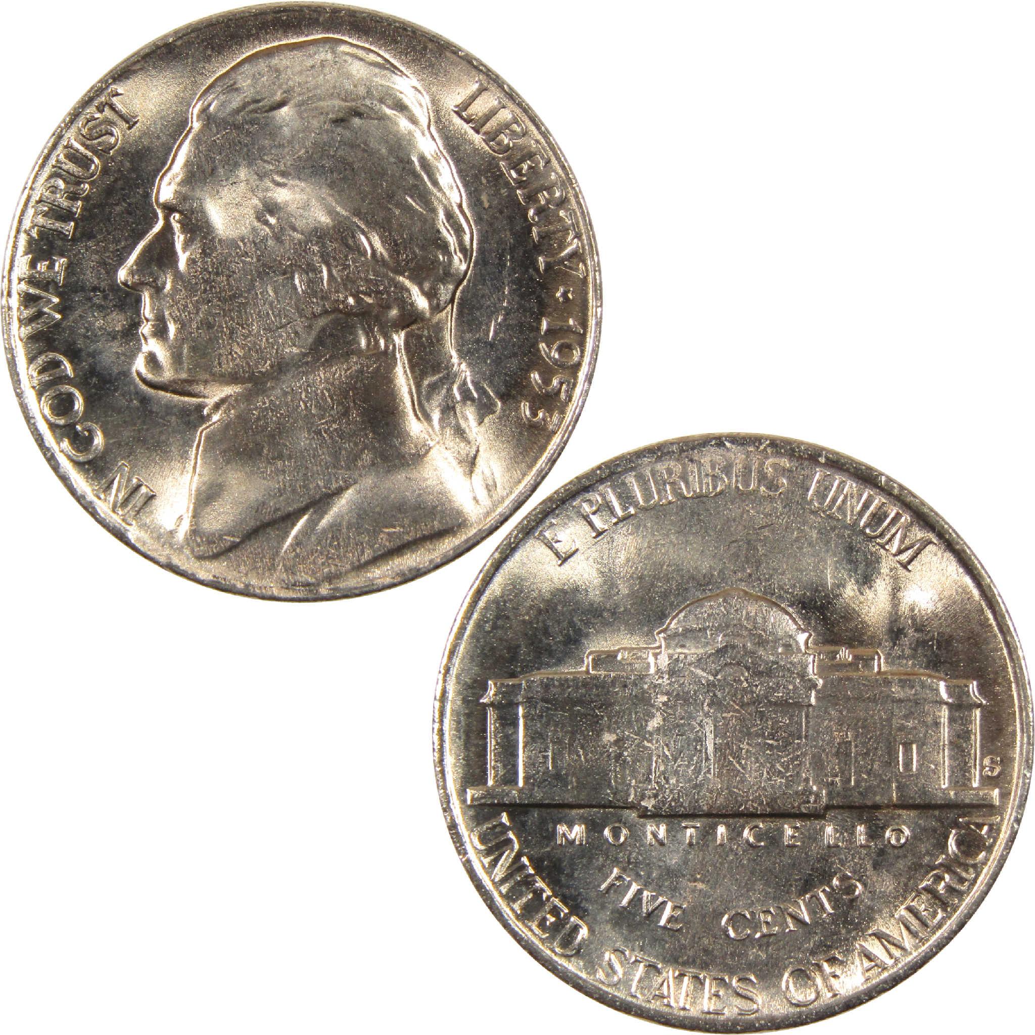 1995 Jefferson nickel collectible coin, obverse with portrait and reverse showing Monticello