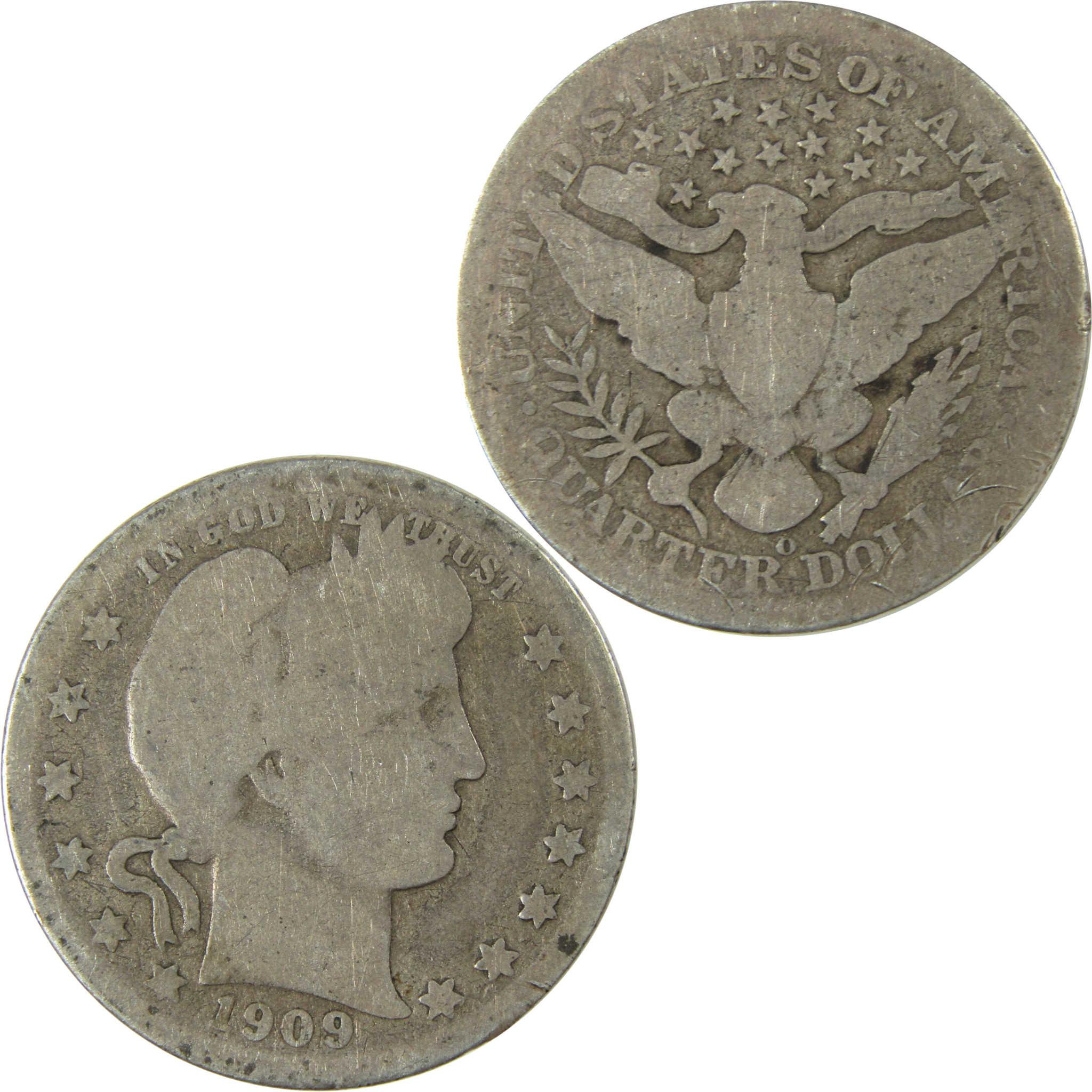 1909 O Barber Silver Quarter AG About Good 25c Coin SKU:CP885