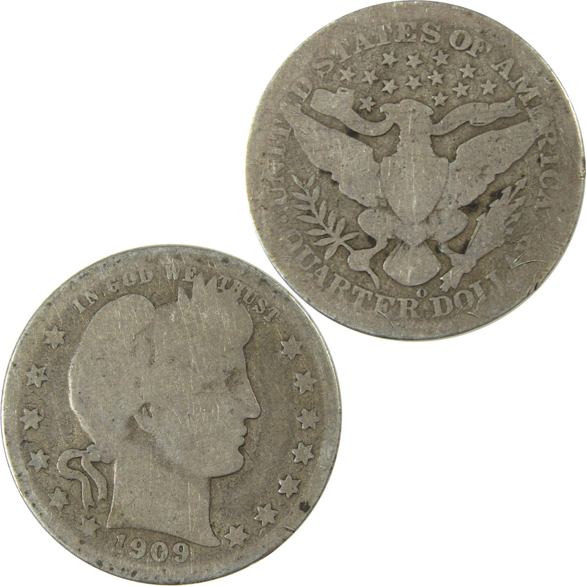 1909 O Barber Silver Quarter AG About Good 25c Coin SKU:CP885