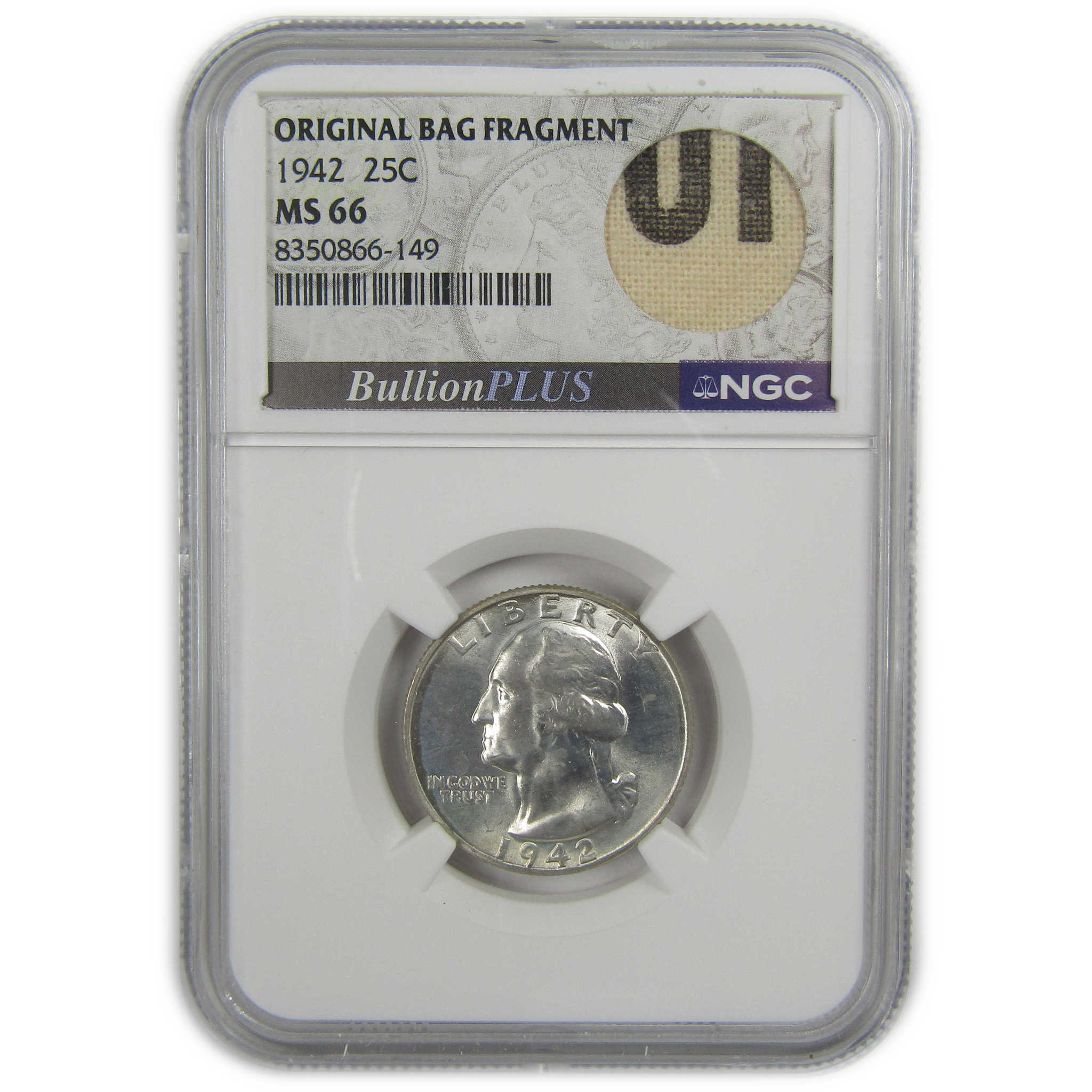 1942 Washington Quarter MS 66 NGC Silver Bag Fragment SKU:I20488