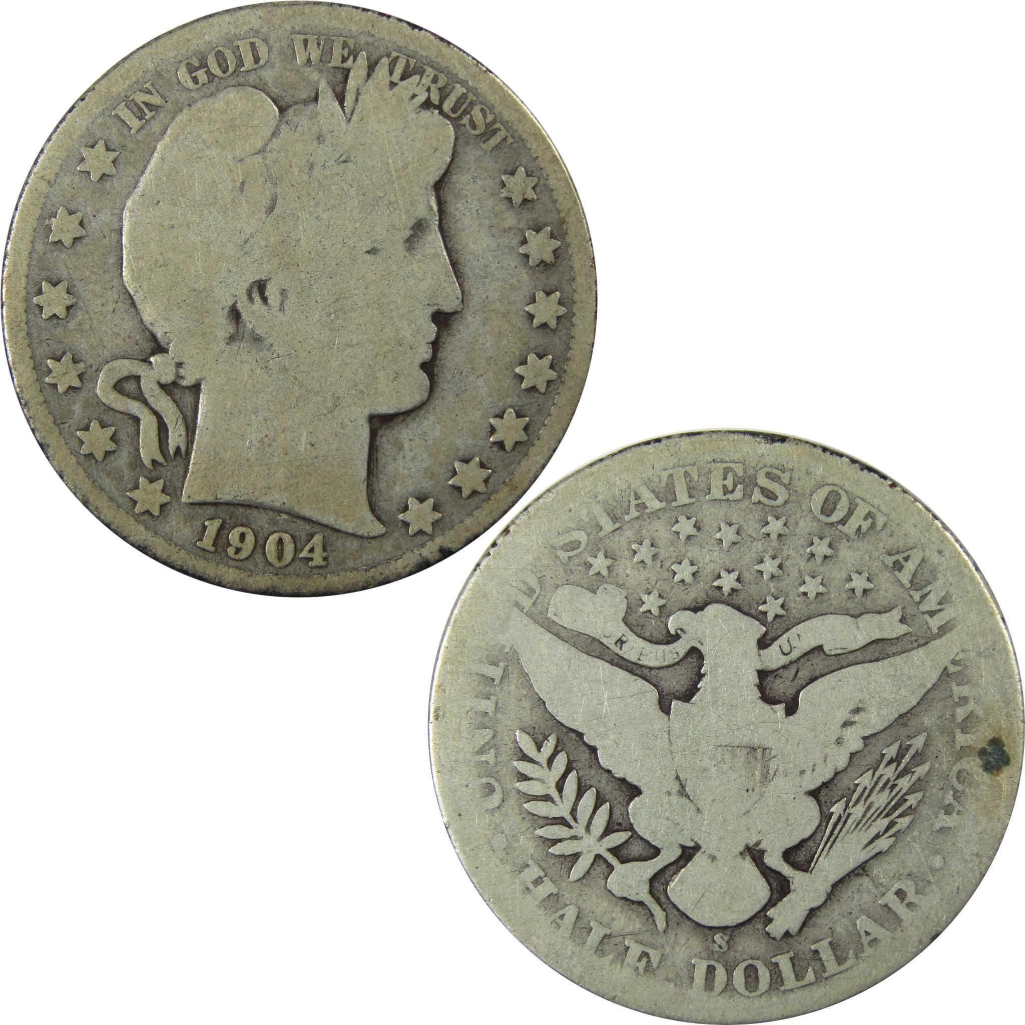 1904 S Barber Silver Half Dollar G Good 50c Coin SKU:I25958