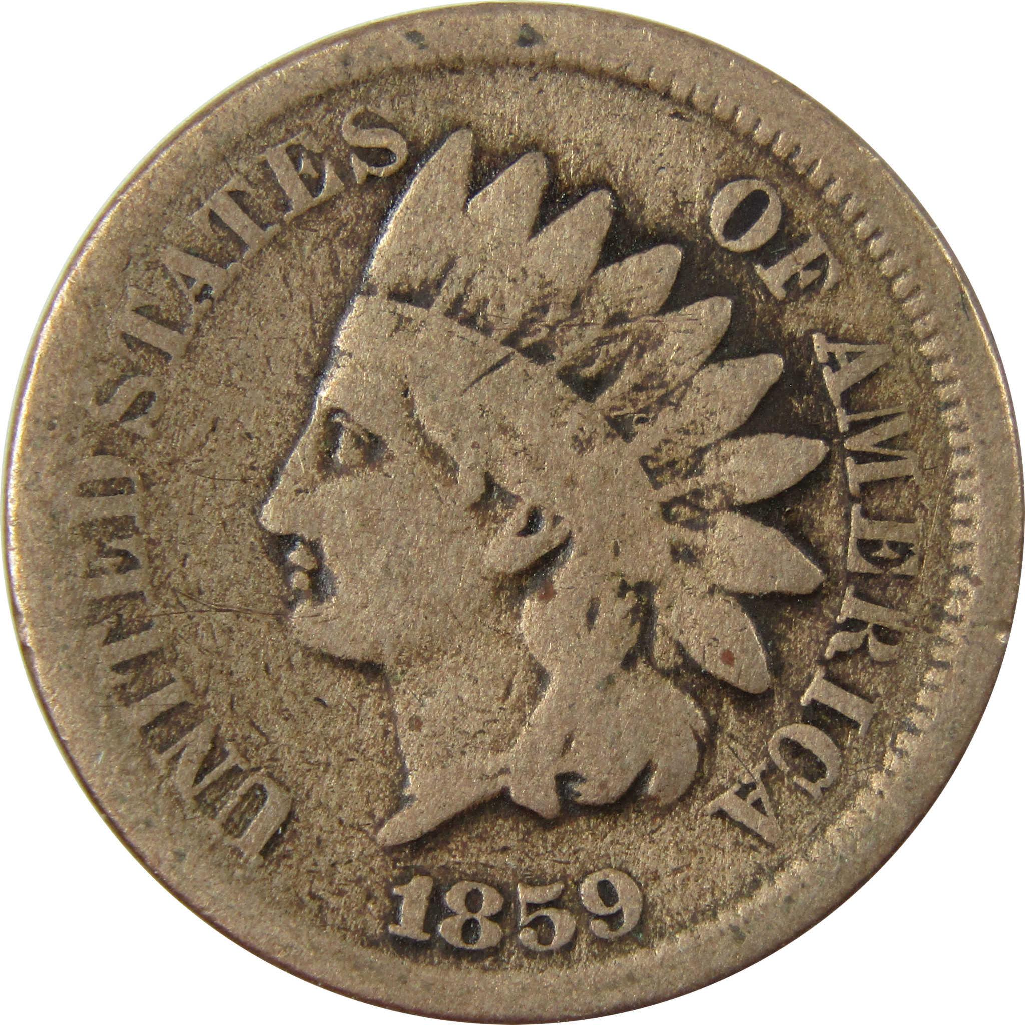 1859 Indian Head Cent G Good Penny 1c Coin Collectible SKU:CP1255