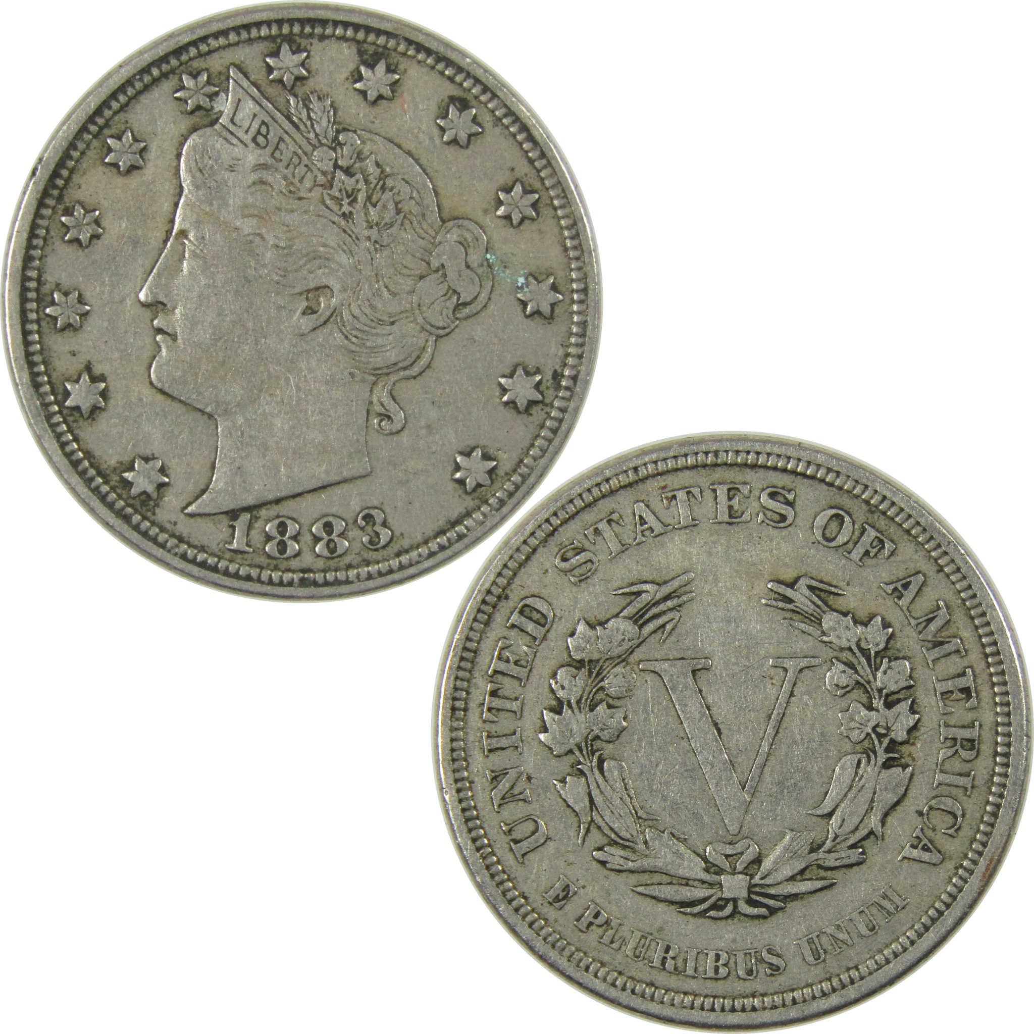 1883 No Cents Liberty Head V Nickel VF Very Fine 5c Coin SKU:I27246