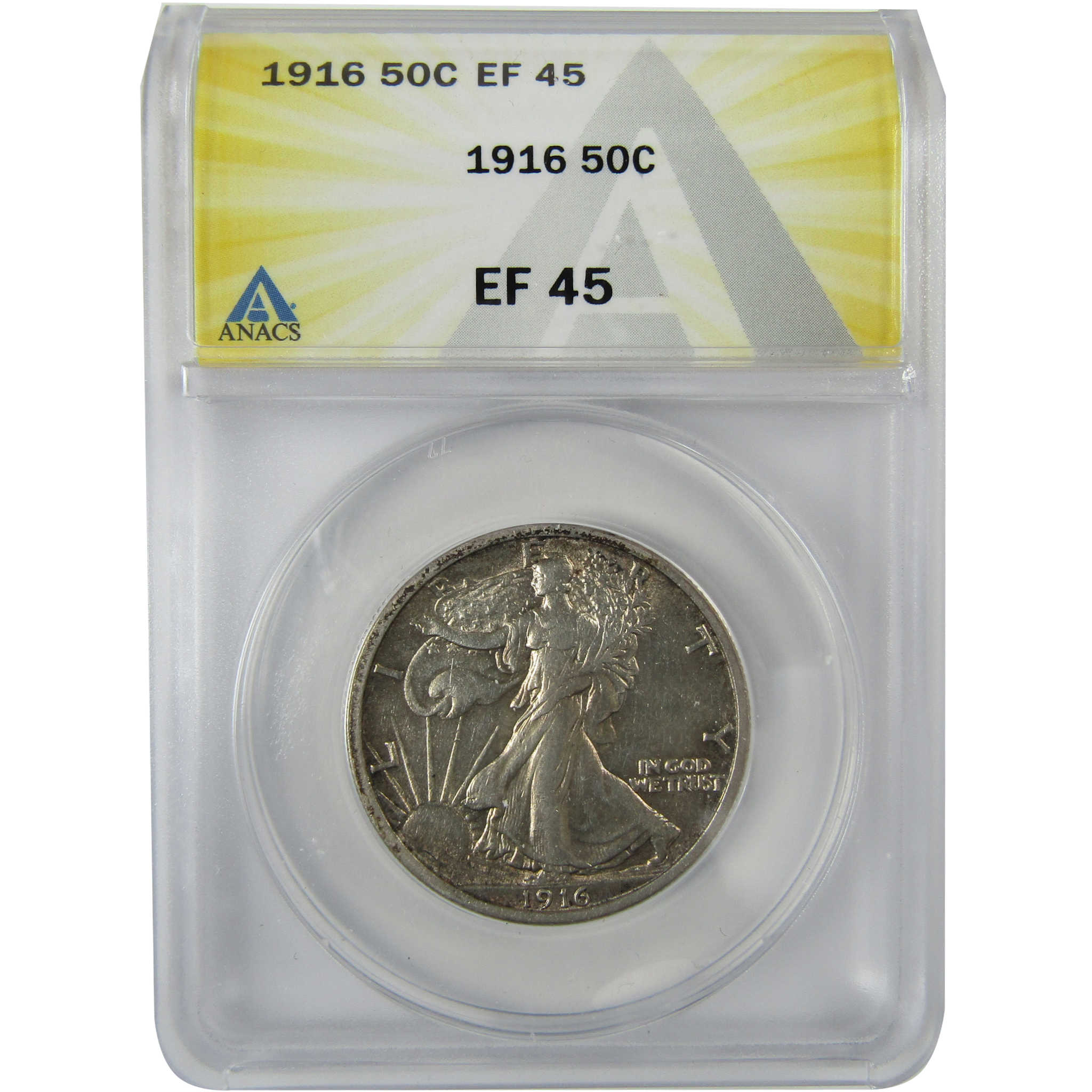 1916 Liberty Walking Silver Half Dollar EF 45 ANACS 50c Coin SKU:CP579