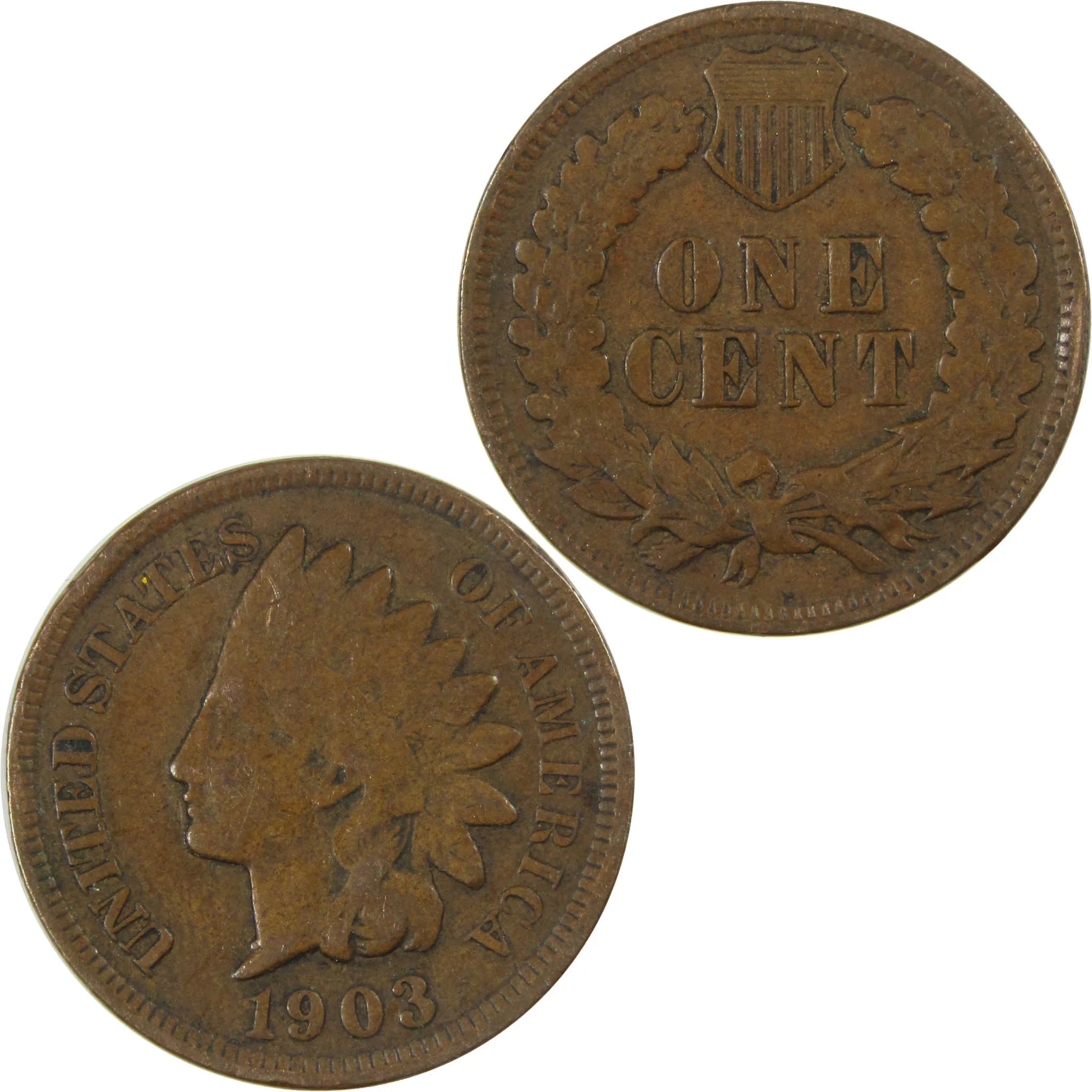1903 Indian Head Cent F Fine Penny 1c Coin SKU:I27052