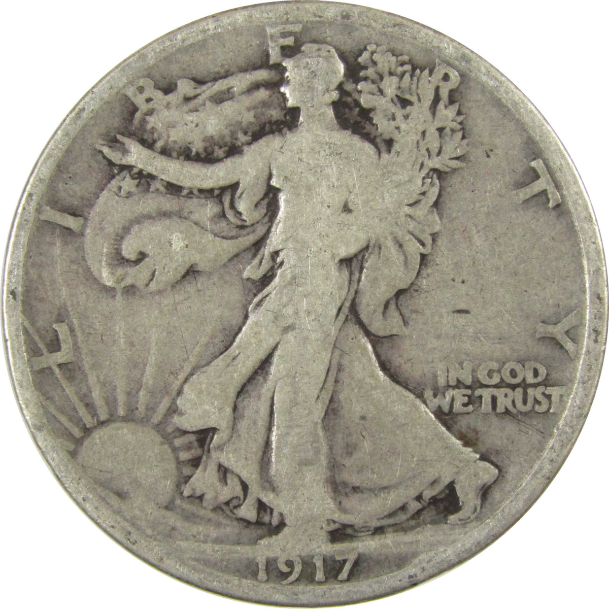 1917 Liberty Walking Silver Half Dollar VG Very Good Coin SKU:I29029